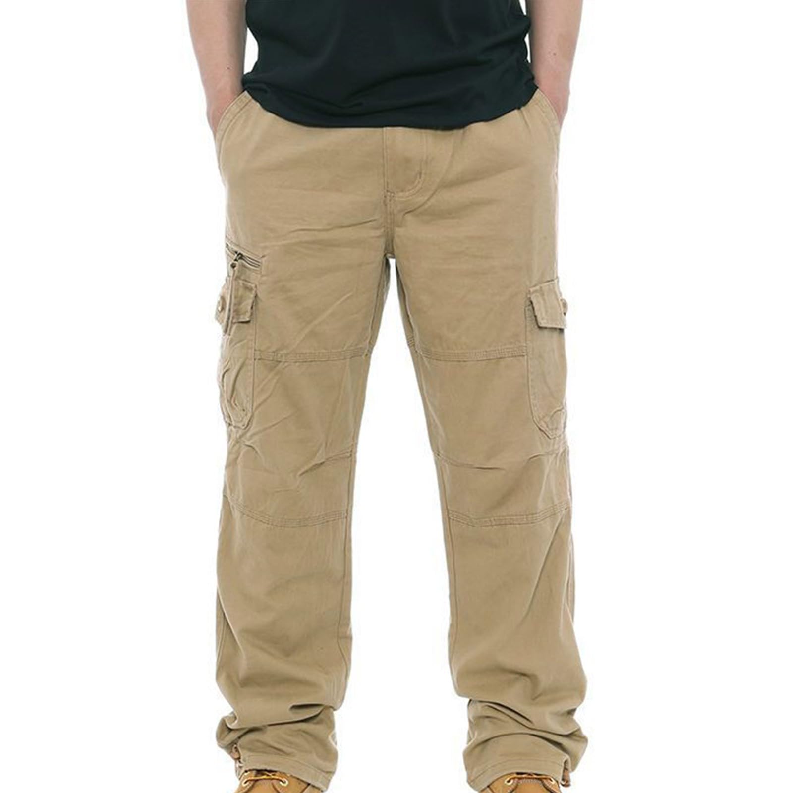 Men's Straight Fit Cotton Cargo Pants - Durable Tactical Casual Pants for Hiking, Outdoor Activities & Everyday Wear | Comfortable Loose Fit Activewear
