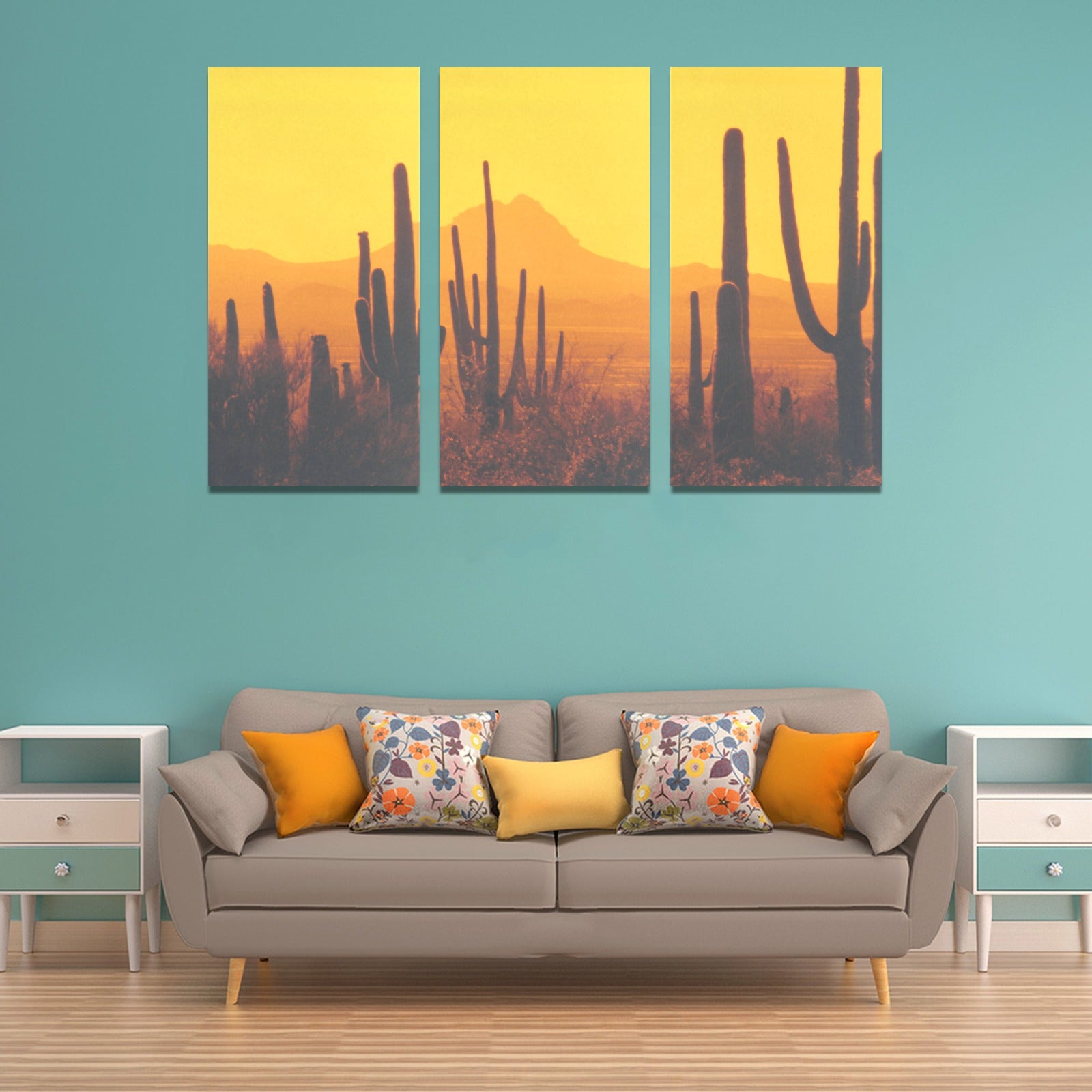 Desert Sunset Framed Canvas Art Prints Set of 3 - Handmade in USA - Perfect for Living Room, Bedroom & Office Wall Decor