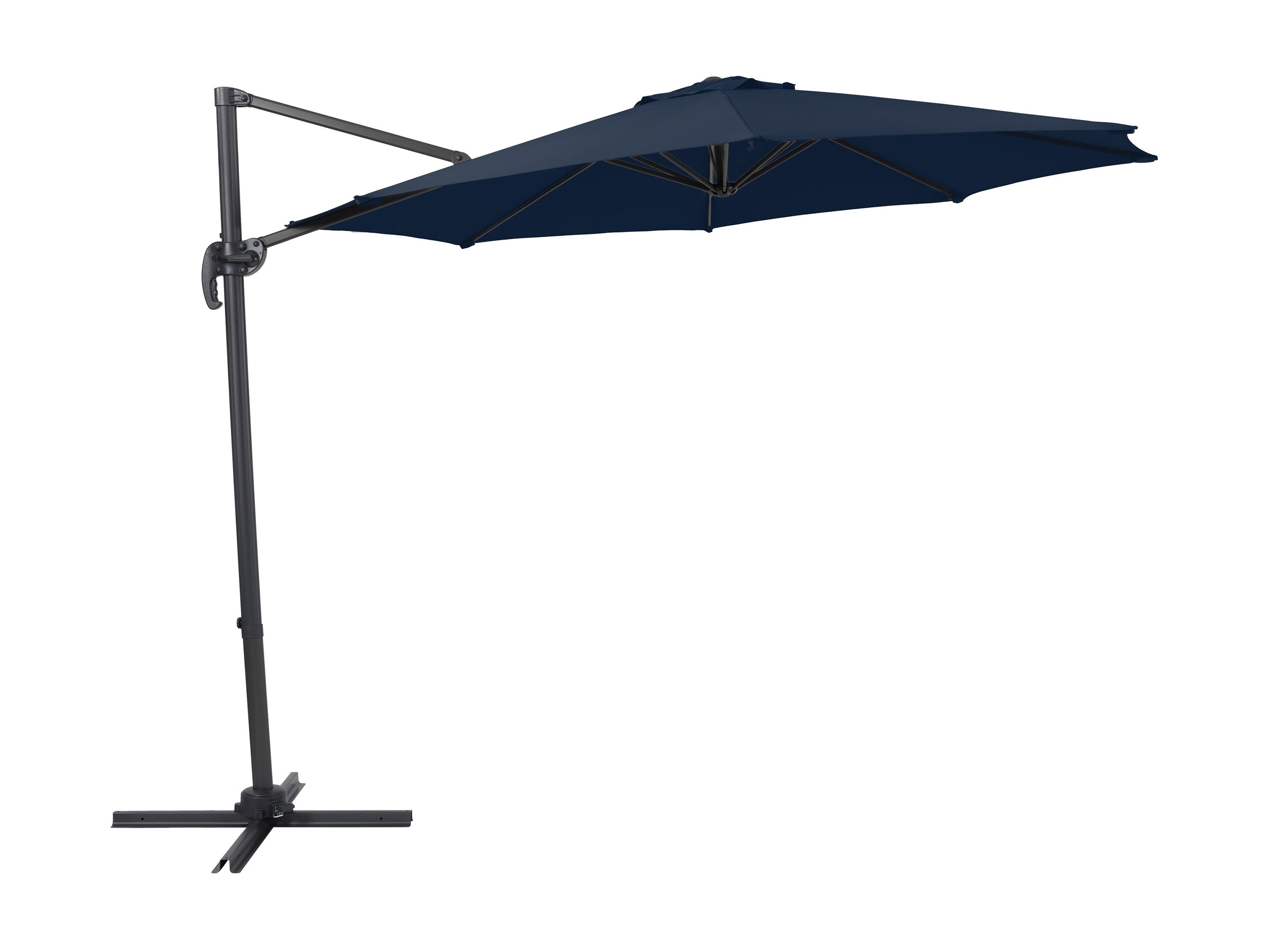 9.5ft Offset Patio Umbrella with 360 Degree Rotation - Navy Blue Outdoor Cantilever Umbrella for Poolside, Garden, and Deck Shade