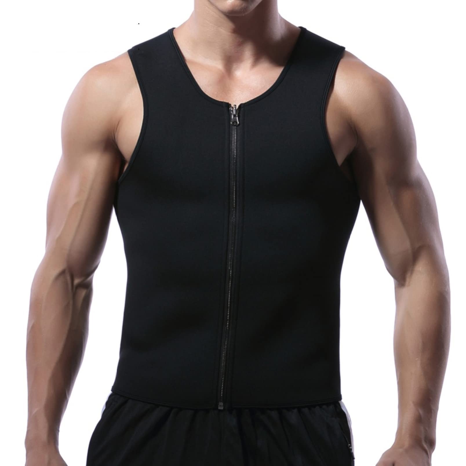 EBRICON Men's Workout Compression Shirt - Waist Trainer Vest with Zipper, Sauna Tank Top for Weight Loss & Body Shaping | Slimming Corset for Gym, Running & Fitness Training
