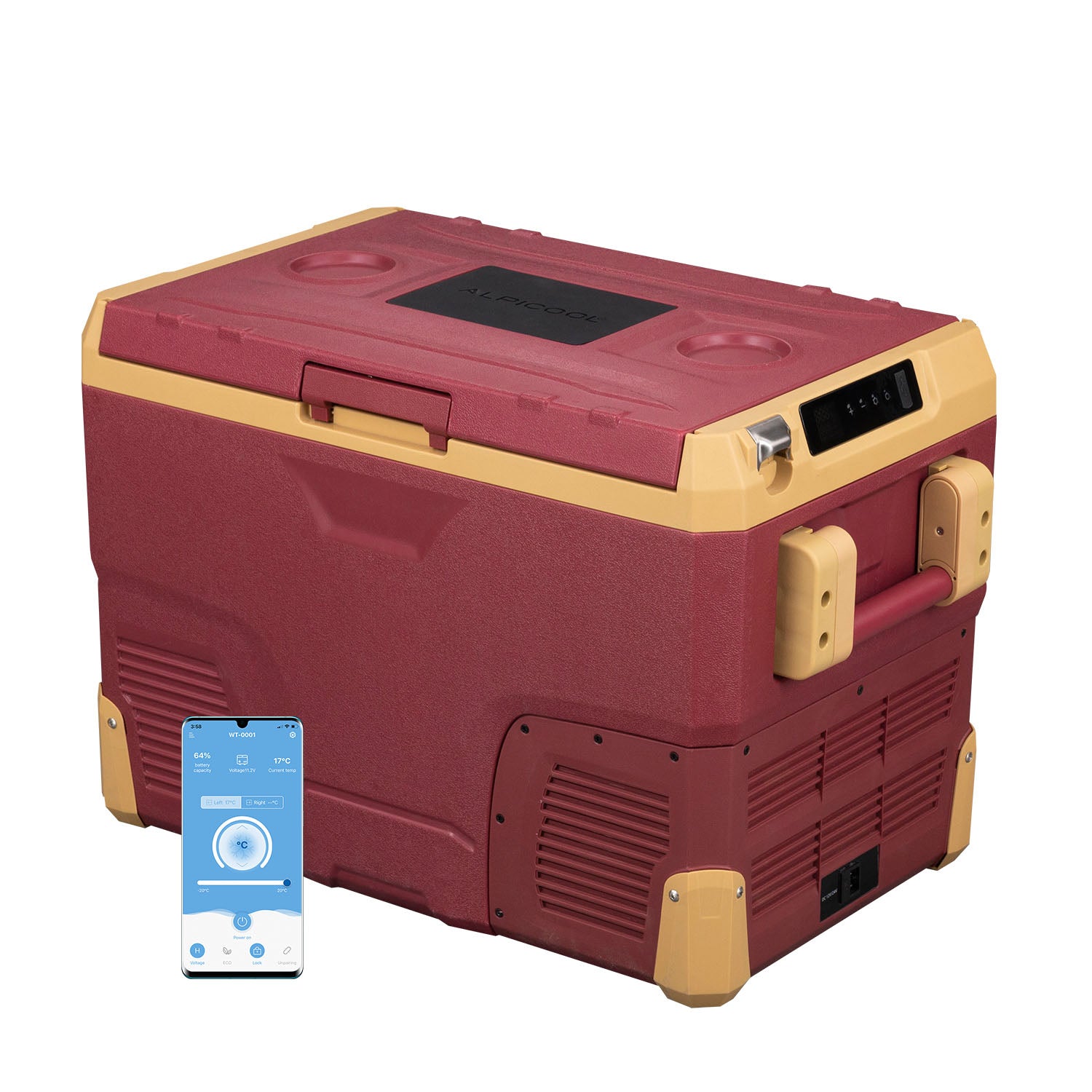 Alpicool IR42 Red 12V Portable Car Refrigerator - 42 Quart Compact Freezer for Road Trips, Camping & Outdoor Adventures