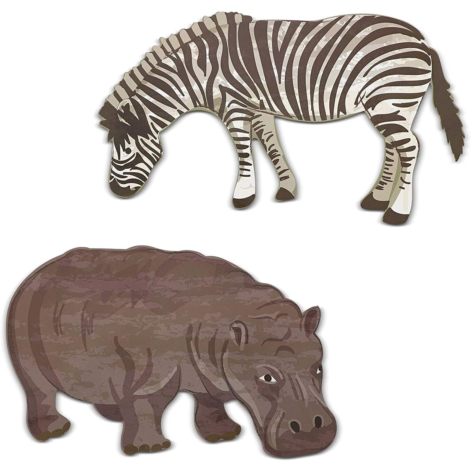 BLUE PANDA Jungle Safari Animal Paper Cutouts (12-Pack) - Wild Animal Craft Decorations for Kids Birthday Party, Baby Shower & Classroom Decor | DIY Jungle Theme Party Supplies