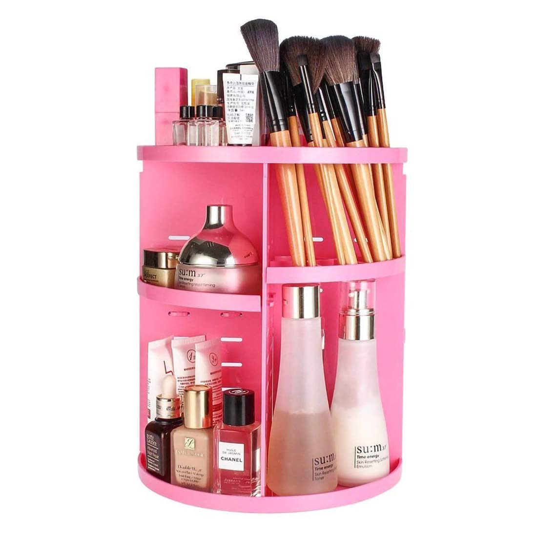 Anayo 360° Rotating Makeup Organizer with Large Capacity - Adjustable Cosmetic Storage Vanity Box, Spinning Carousel Holder for Countertop Display | Perfect for Bathroom, Bedroom & Dressing Table Organization (Pink)