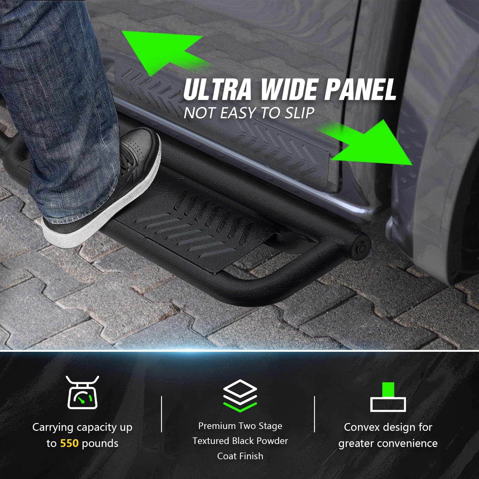 Heavy Duty Crew Cab Running Boards & Side Steps for 2019-2025 Chevy Silverado 1500 & GMC Sierra 1500/2500/3500 HD - Non-Slip Black Nerf Bars - Perfect for Off-Roading, Truck Access & Easy Entry/Exit