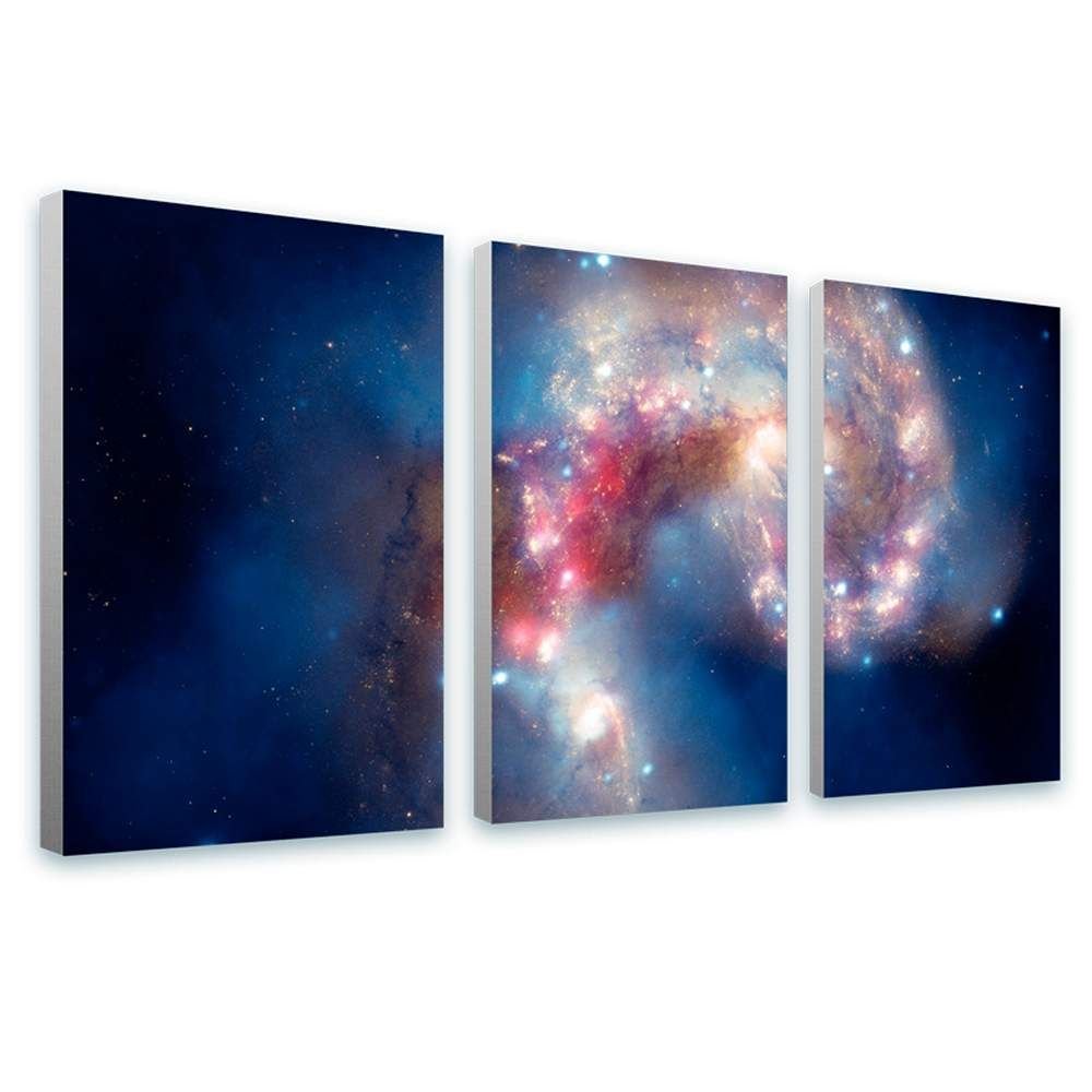 NASA Hubble Telescope Space Galaxy 3-Panel Canvas Wall Art - 27