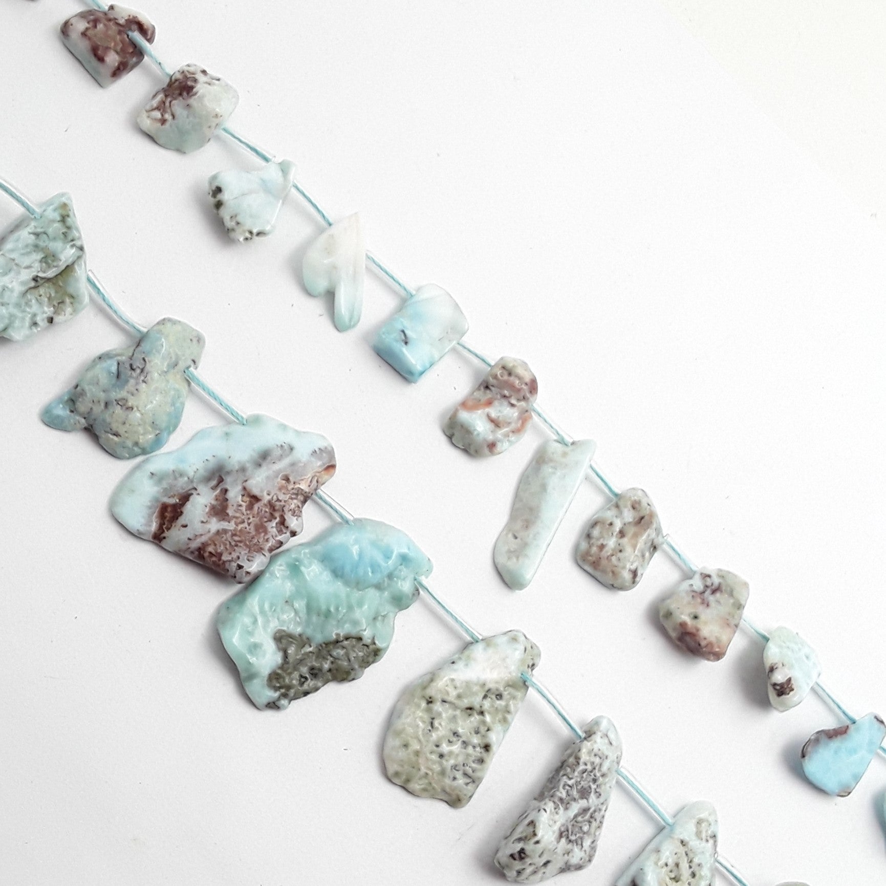 Natural Larimar Freeform Slab Beads - 15.5 Inch Strand with 13-33mm Graduated Nuggets for Jewelry Making & DIY Crafts | Perfect for Necklaces, Bracelets & Boho Accessories