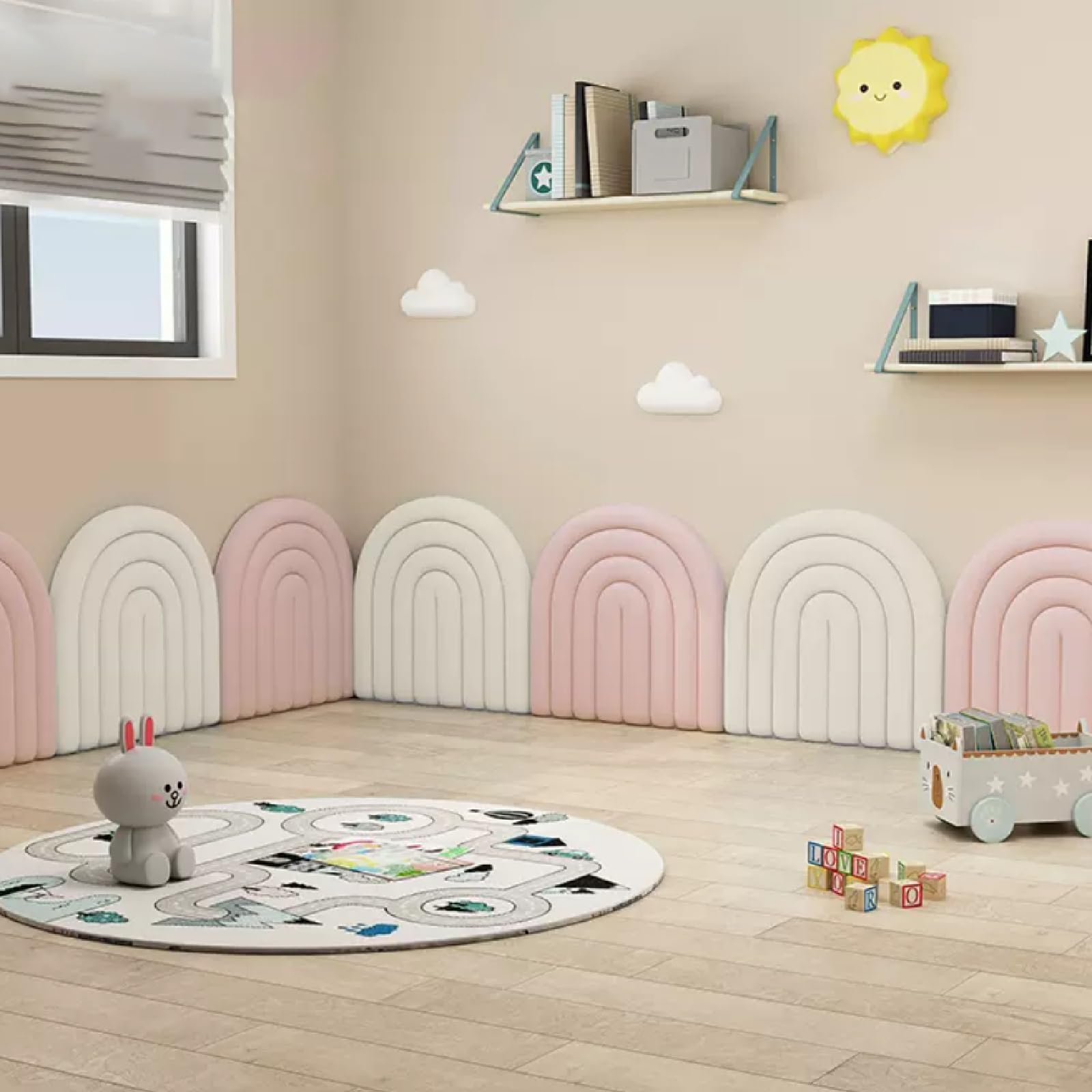 3D Anti-Collision Wall Padding for Kids - 3cm Thick Soft Foam Panels with Self-Adhesive Backing, Waterproof PU Wall Stickers (40x40cm, Earthy Yellow) - Perfect for Baby Playrooms, Daycare Centers & Home Safety Protection