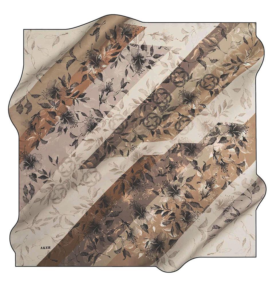 Aker Silk Cotton Patterned Square Scarf #7801 415 - Stylish Women's Fashion Accessory for Office, Travel and Special Occasions