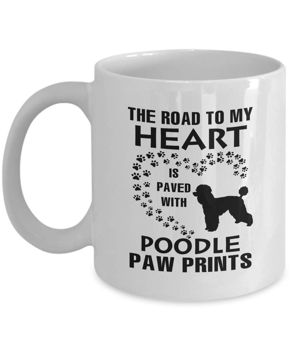 Poodle Gifts Mug for Dog Lovers - 11oz White Coffee Cup with 'My Heart Is Paved With Paw Prints' Design - Perfect Tea Mug for Mom, Dad, Aunt, Uncle, Sister - Ideal for Coffee Breaks, Office Use & Dog Lover Gifts