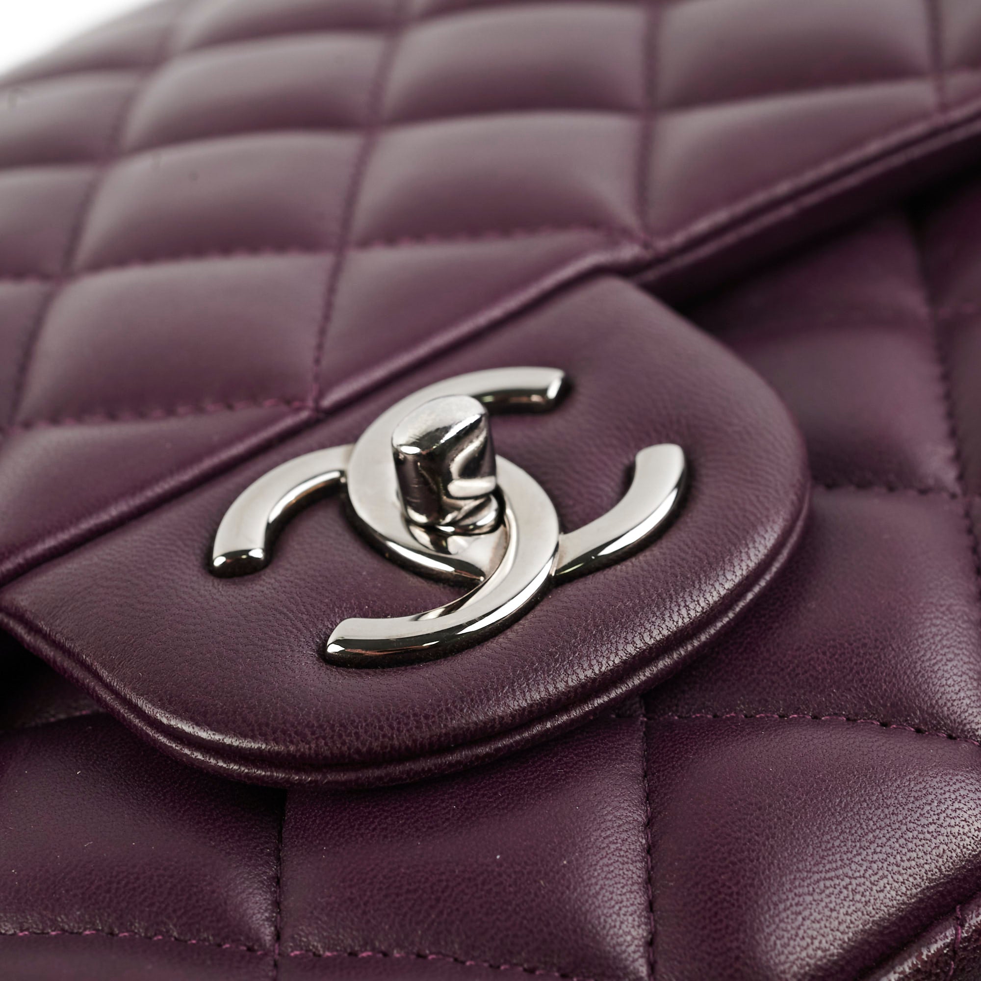 Authentic Chanel Maxi Lambskin Jumbo Flap Bag in Dark Purple - Luxury Designer Handbag for Women, Perfect for Evening Events & Special Occasions