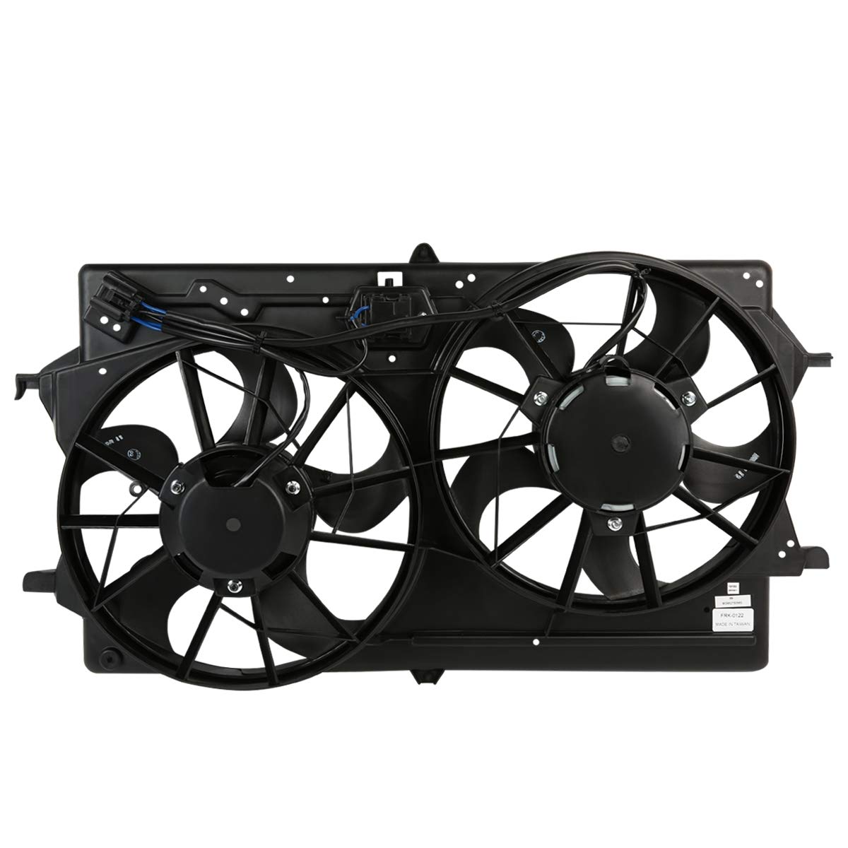 DNA MOTORING OEM-RF-0088 Black Radiator Cooling Fan Assembly - High Efficiency Direct Replacement for 2000-2002 Ford Focus - Perfect for Engine Overheating Prevention & Summer Driving
