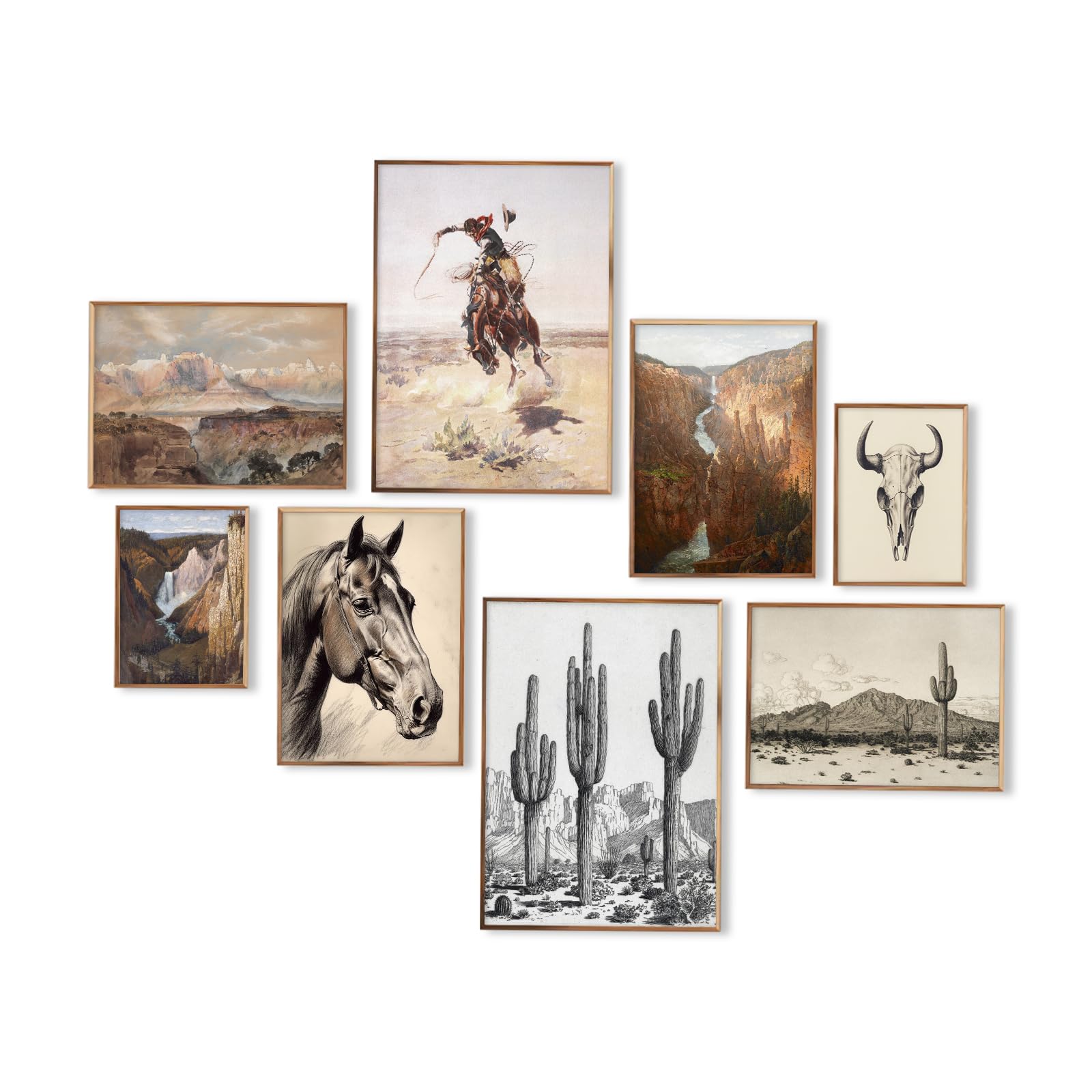 Vintage Southwestern Wall Art - Western Cowboy & Boho Ranch Desert Prints for Farmhouse Decor | Unframed Western Bedroom & Bathroom Aesthetic | Perfect for Southwest Home, Office & Cabin Decor