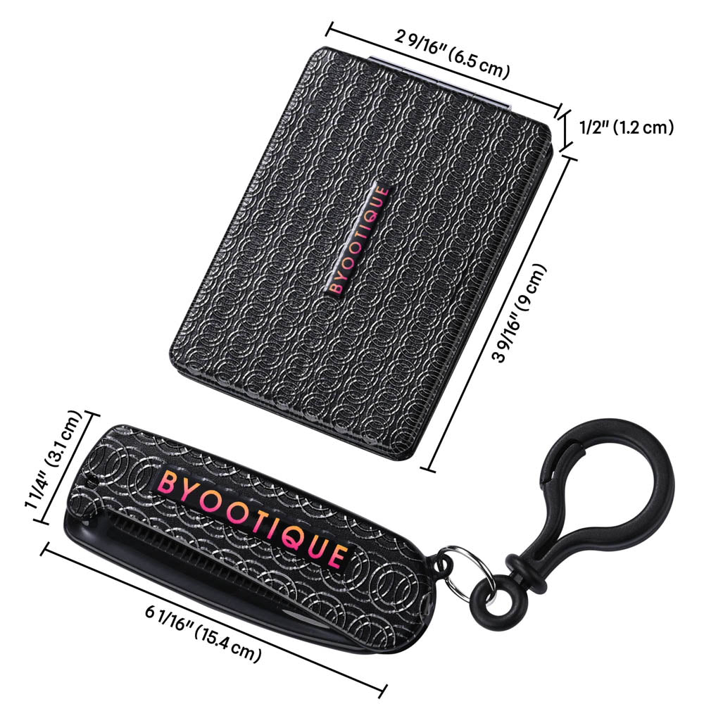 TheLAShop Rectangle Small Compact Mirror 2x Magnifier with Comb - 3 Pack | Portable Travel Makeup Mirror for Purse, Vanity & Professional Salon Use
