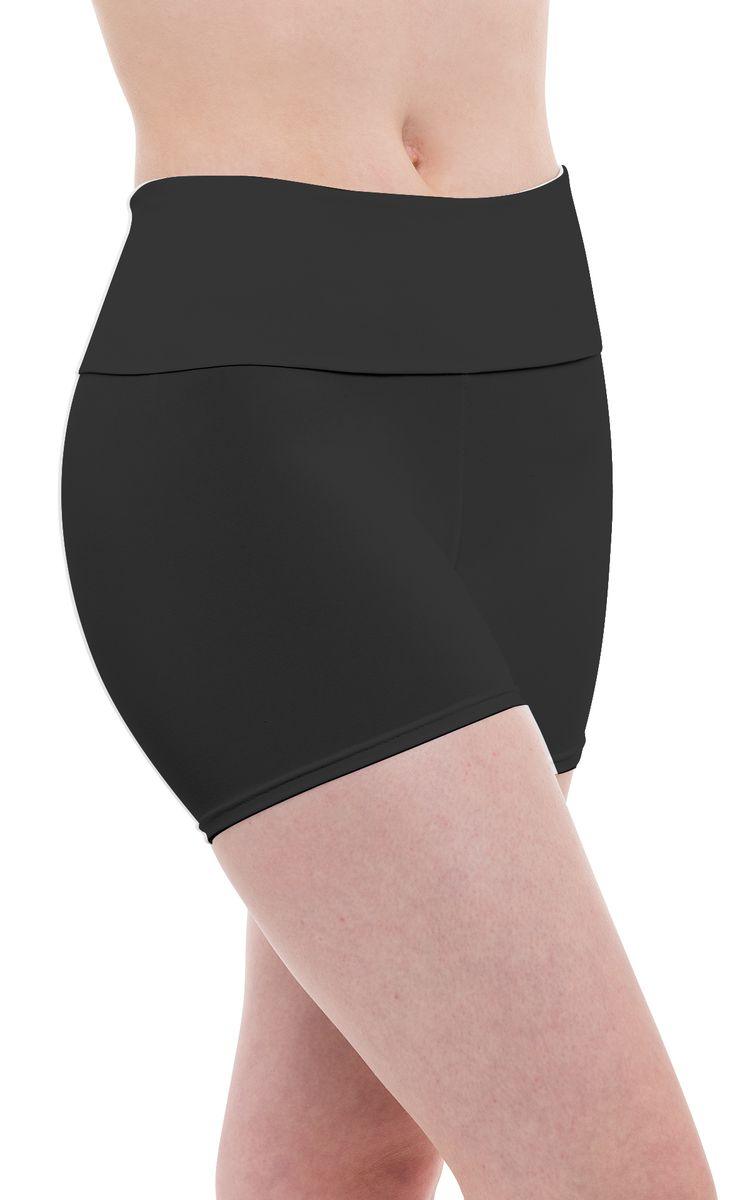 Motionwear Adult Black Silkskyn High Waist Extended Length Shorts - Comfortable Stretchy Workout Shorts for Women, Yoga, Running & Lounge Wear