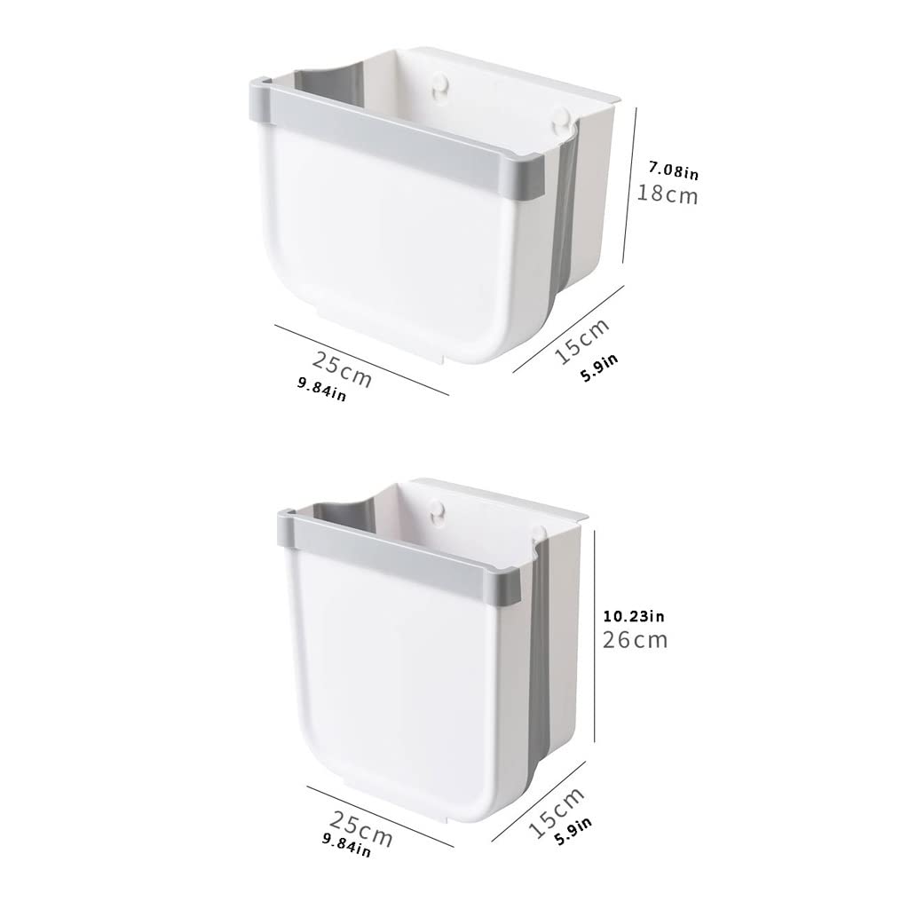 Foldable Wall-Mounted Kitchen Trash Can - Under Sink Hanging Garbage Bin for Cabinet Door, Countertop & Bathroom - Space Saving Household Waste Bin for Kitchen, Living Room & Toilet Organization