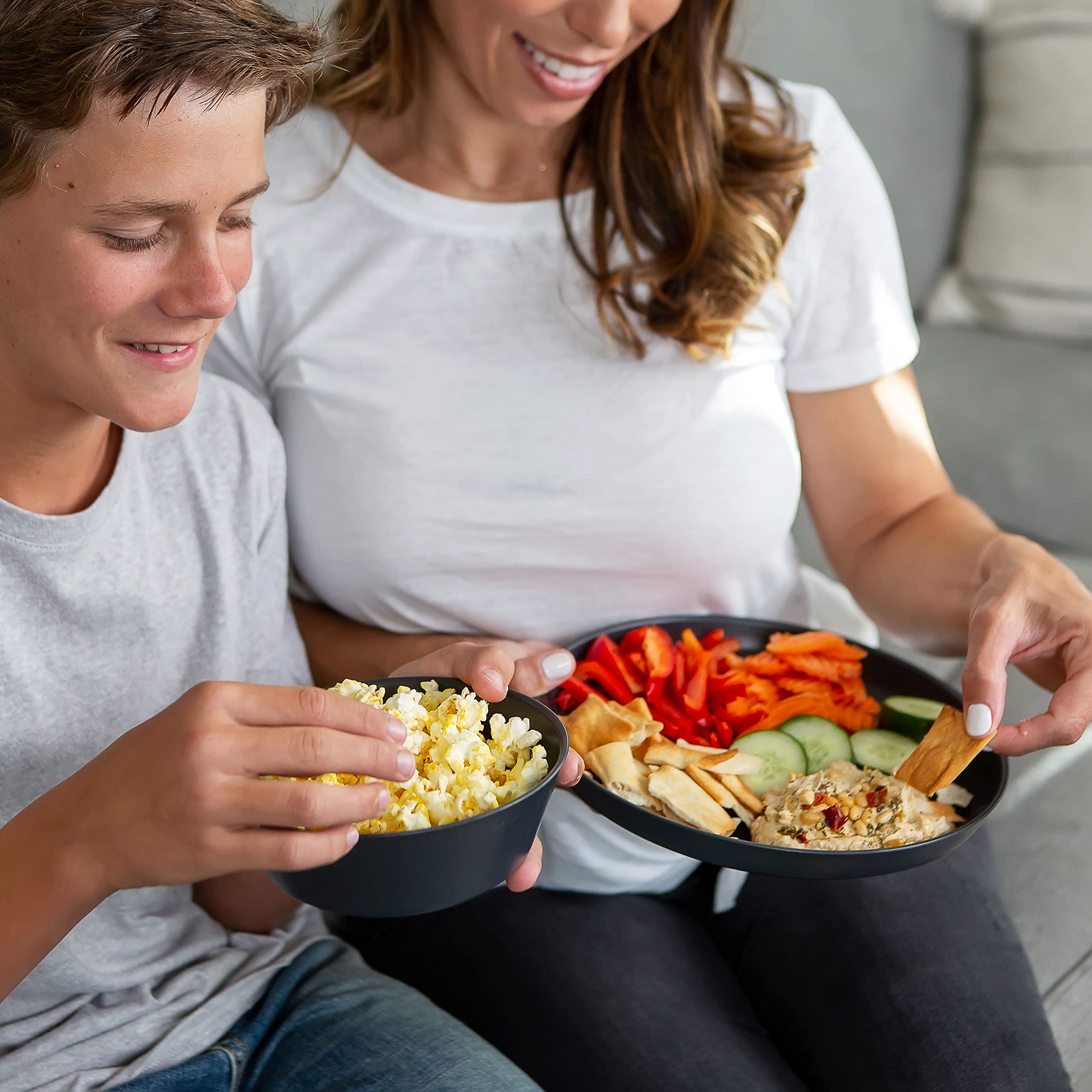 Premium Wheat Straw Plates & Bowls Set - 8pc Unbreakable Microwave Safe Dishes for Camping & RV