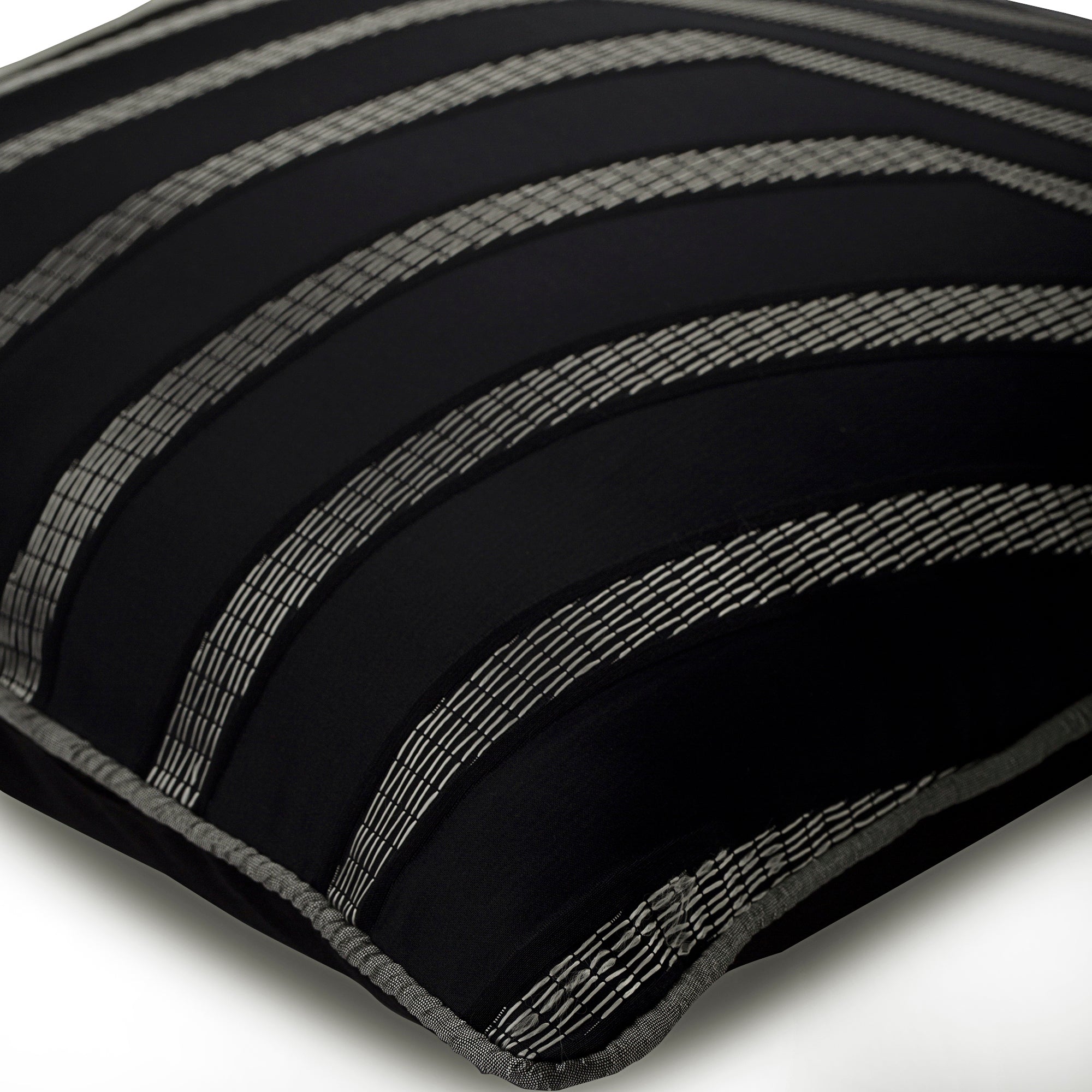Abstract Art Black Jacquard Silk Throw Pillow Cover - Elegant Home Decor for Sofa, Bed & Living Room
