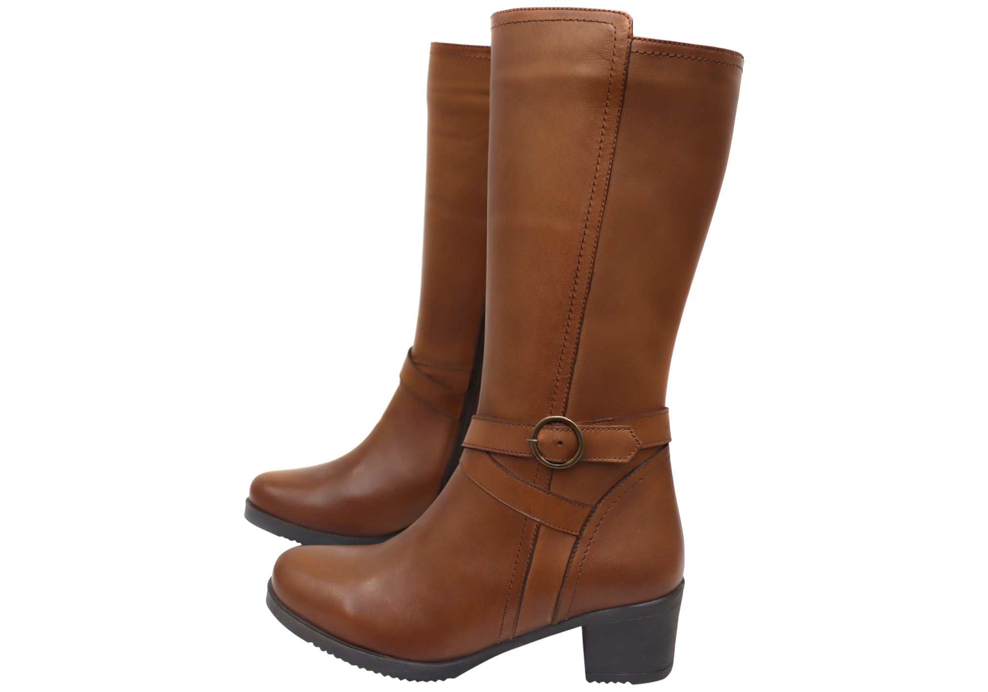 Orizonte Chatsworth Women's European Comfortable Leather Mid Calf Boots - Stylish Ankle Boots for Walking, Work & Winter Fashion