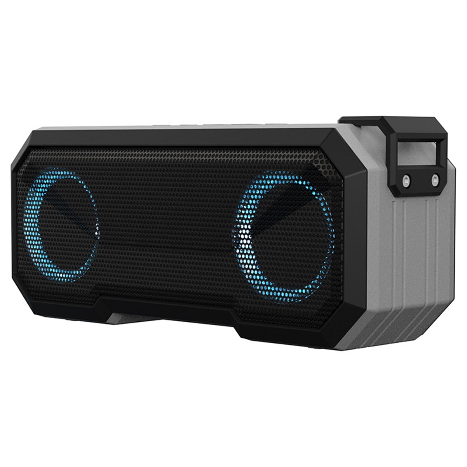 Fyrwqm IPX7 Waterproof Bluetooth Speaker - Wireless Portable Speaker with Colorful LED Lights, Built-in Power Bank, FM Radio & Powerful Bass - Perfect for Outdoor, Pool, Beach, and Camping (Grey)