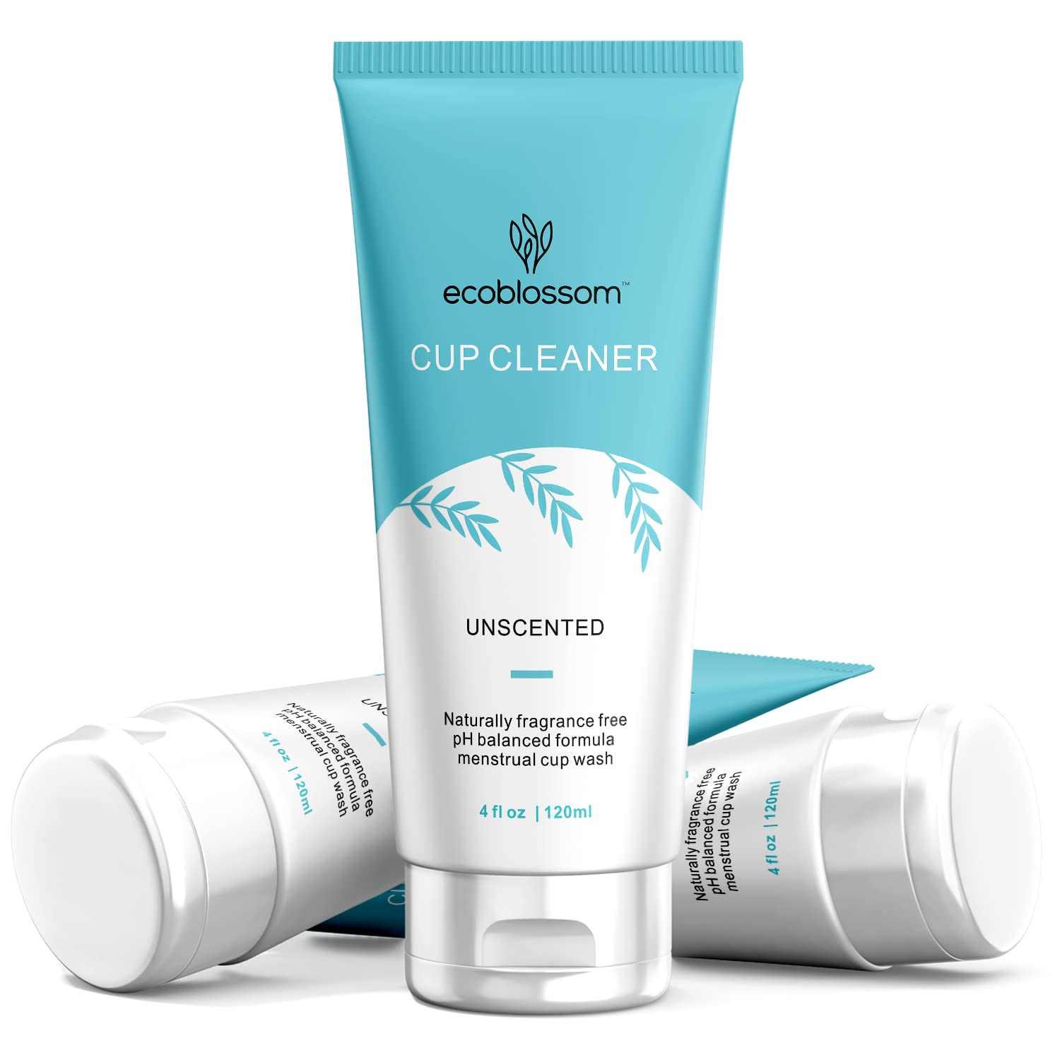 EcoBlossom Unscented Organic Menstrual Cup Cleaner - pH-Balanced Foaming Sterilizer Wash for Silicone Period Discs & Cups - 4oz Natural Feminine Hygiene Solution for Travel, Gym & Home Use