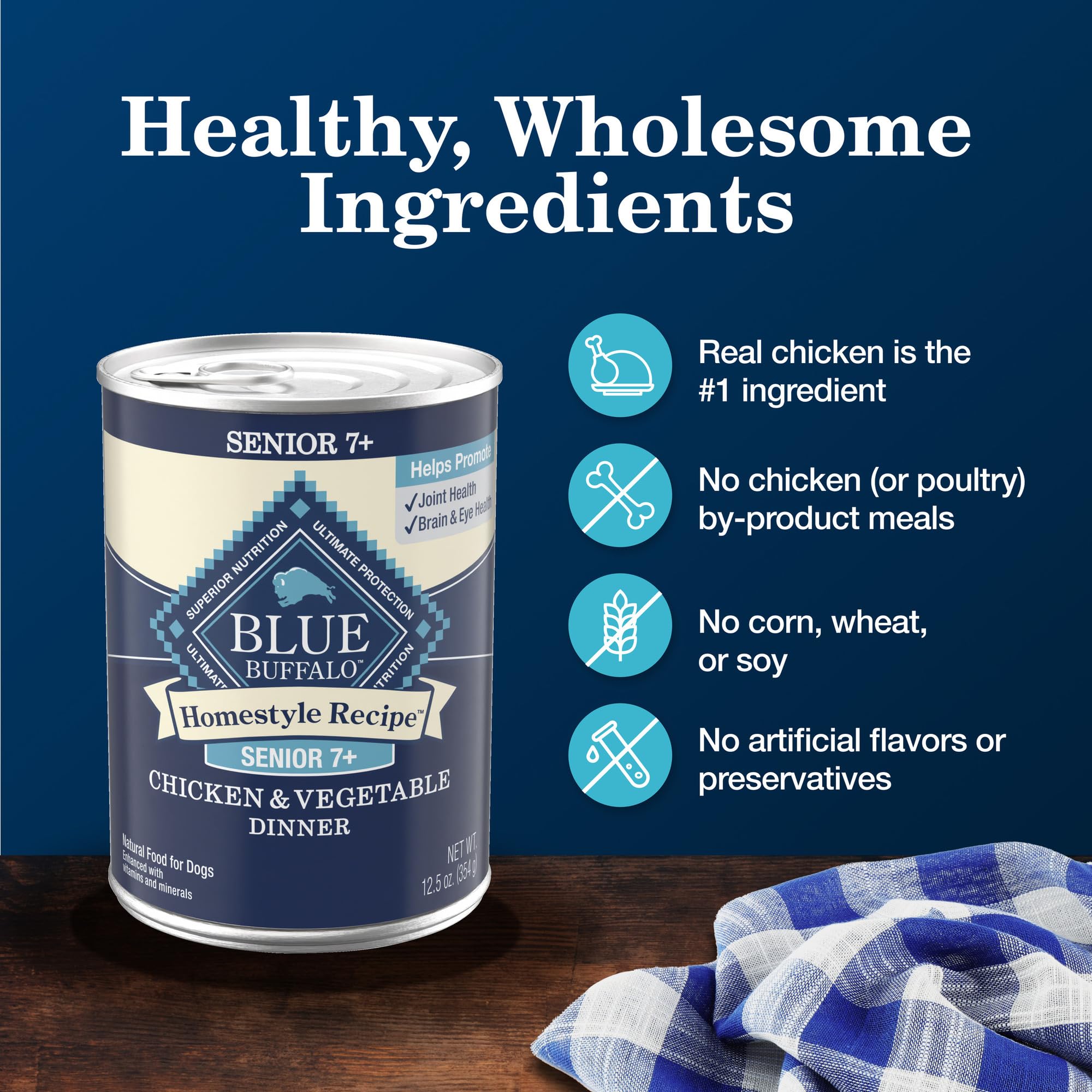Blue Buffalo Homestyle Recipe Senior Wet Dog Food - Natural Chicken & Garden Vegetables, 12.5oz Cans (12 Pack) | High Protein Meal for Aging Dogs | Perfect for Senior Dogs with Sensitive Stomachs or Low Appetite