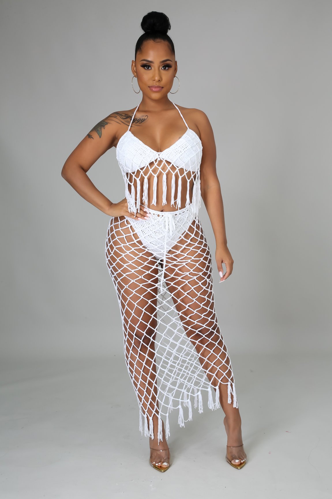 Seaside 2 Piece Swimwear Set - Women's White Bikini Top & Bottom for Beach Vacation & Pool Party