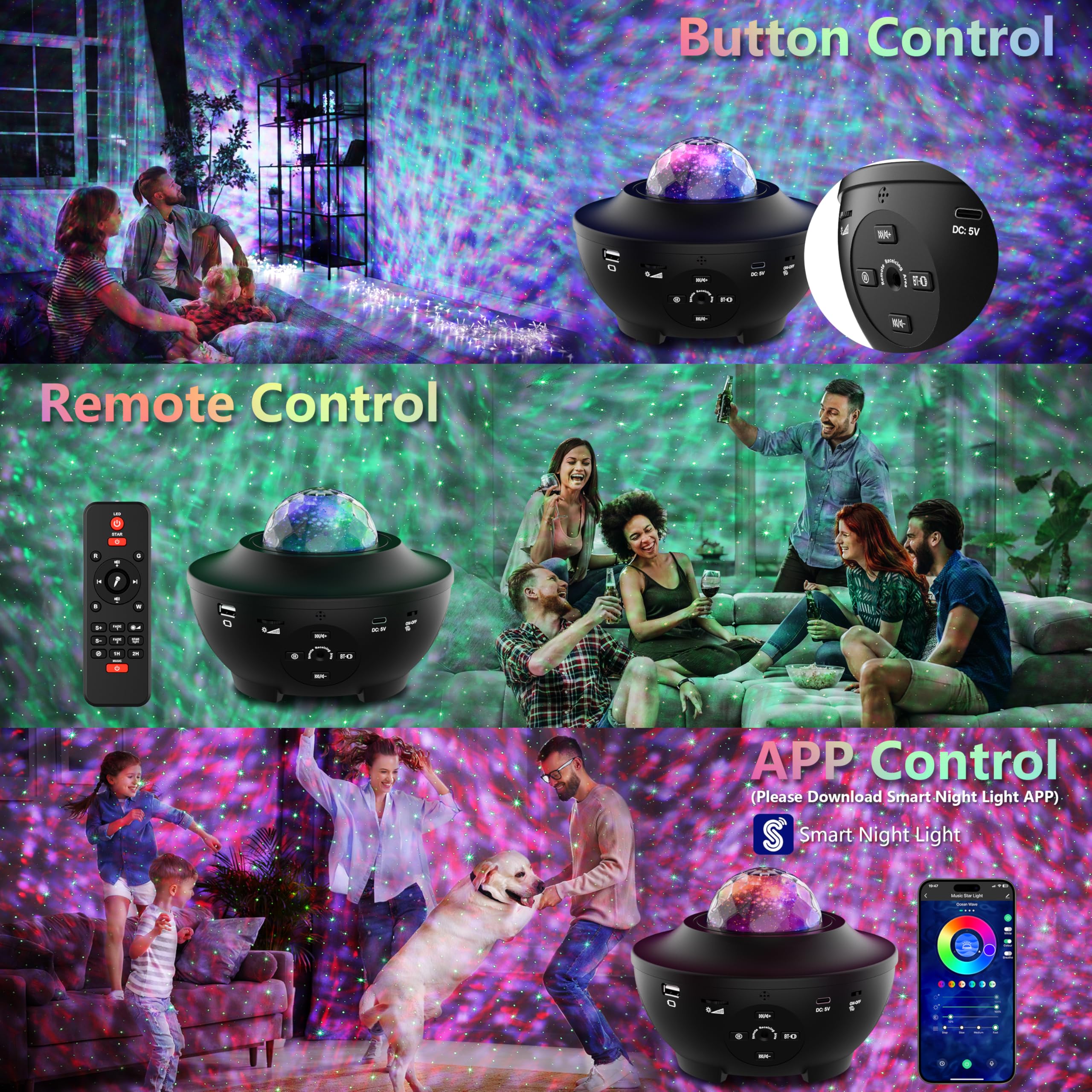 Galaxy Projector for Bedroom - Starry Night Sky Projector with Bluetooth Speaker, Timer, APP & Remote Control | Perfect for Kids Room, Meditation, Home Theater & Romantic Ambience