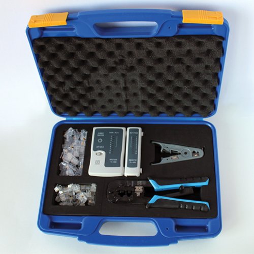 Professional Networking Tool Kit - 568R Crimper, Cable Tester, Wire Stripper & RJ45 Connectors for Ethernet Cable Installation & Repair