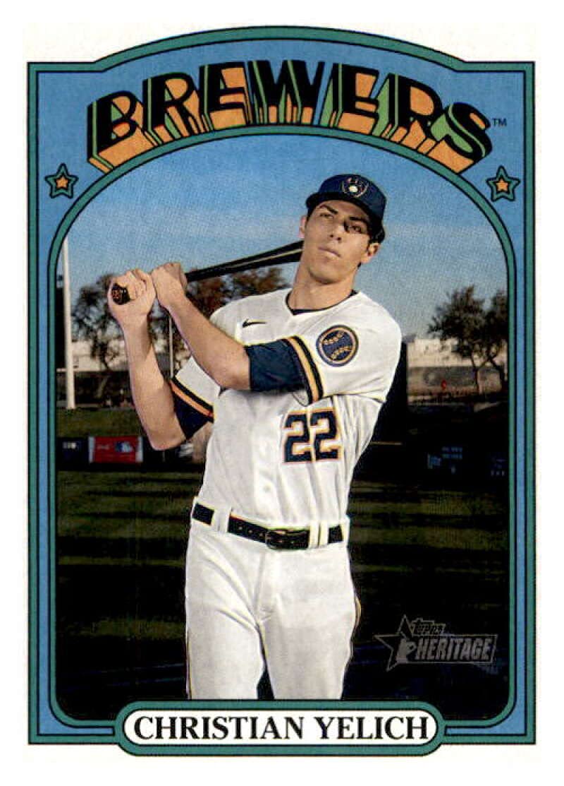 2021 Topps Heritage #251 Christian Yelich Milwaukee Brewers Baseball Card - MLB Collectible, Sports Memorabilia for Fans & Card Collectors - Perfect for Display, Trading, and Investment