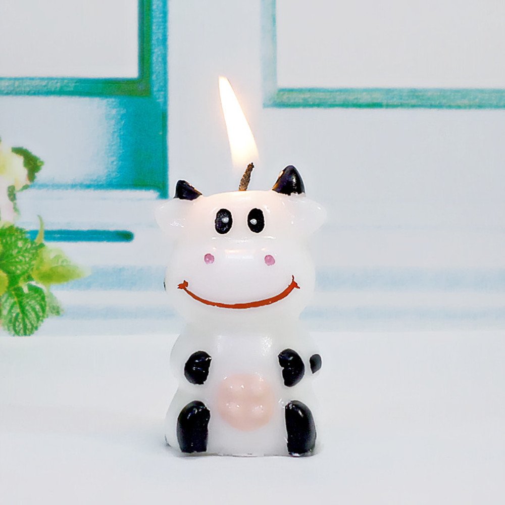 Cute Cartoon Cow Birthday Candles - Fun Cake Decorations for Birthday Party, Baby Shower & Kids Celebration - 12 Pack Animal Themed Party Supplies