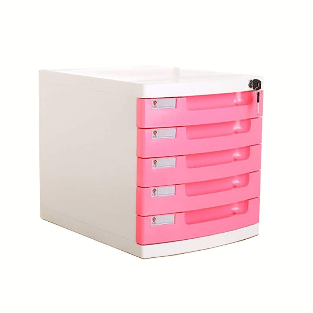 Lockable 5-Drawer File Storage Cabinet Organizer - Office Desk Storage Unit in Pink, Orange, Blue, Yellow | Perfect for Office Organization, Home Office & School Supplies Storage
