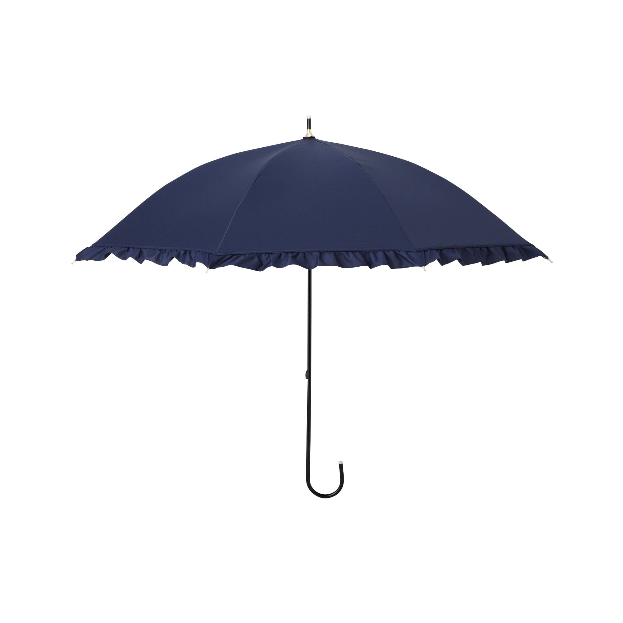 Classic Frill Long Umbrella 50cm Navy Blue - Windproof Compact Folding Umbrella for Women & Men - Perfect for Rainy Days, Sunny Days & Outdoor Activities (Beach, Travel, Commuting)
