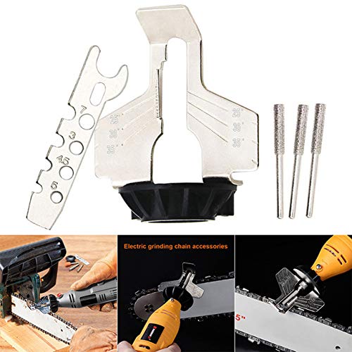 Electric Chainsaw Sharpener Kit - Professional Saw Chain Sharpening & Polishing Attachment Set with Grinder - AIA99 (Silver) - Perfect for DIY Woodworking, Tree Cutting & Forestry Maintenance