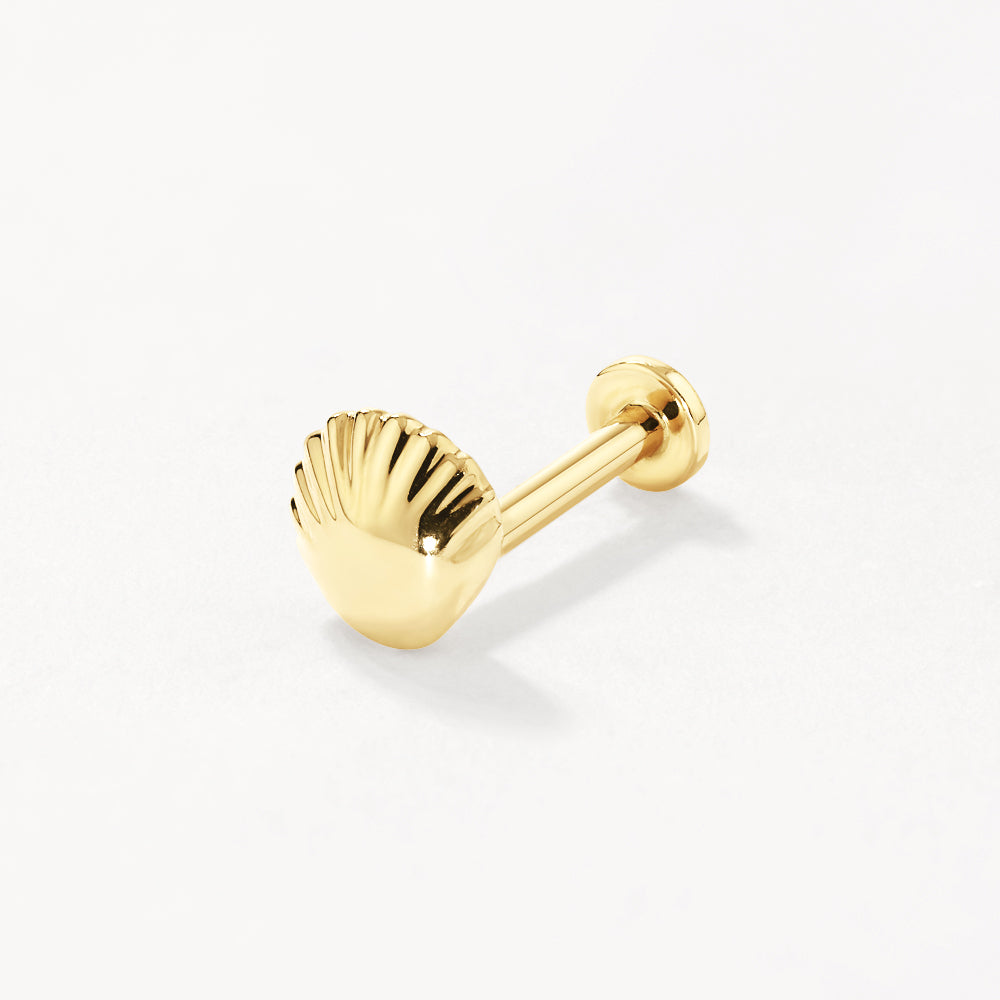 10k Gold Micro Shell Helix Single Stud Earring - Dainty & Hypoallergenic Earrings for Cartilage, Tragus, or Helix Piercing - Perfect for Everyday Wear & Gift Giving