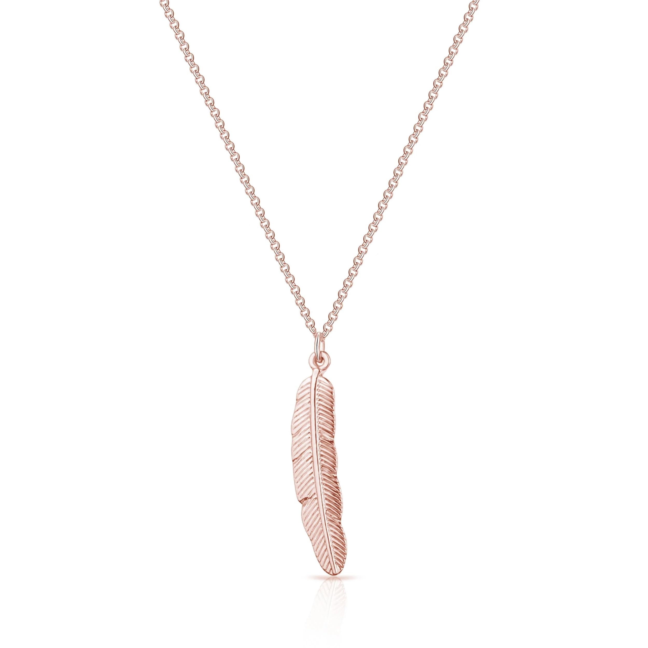 Philip Jones Rose Gold Plated Feather Pendant Necklace for Women - Elegant Layering Jewelry Gift for Birthday, Anniversary & Valentine's Day | Perfect for Casual Wear, Date Night & Special Occasions