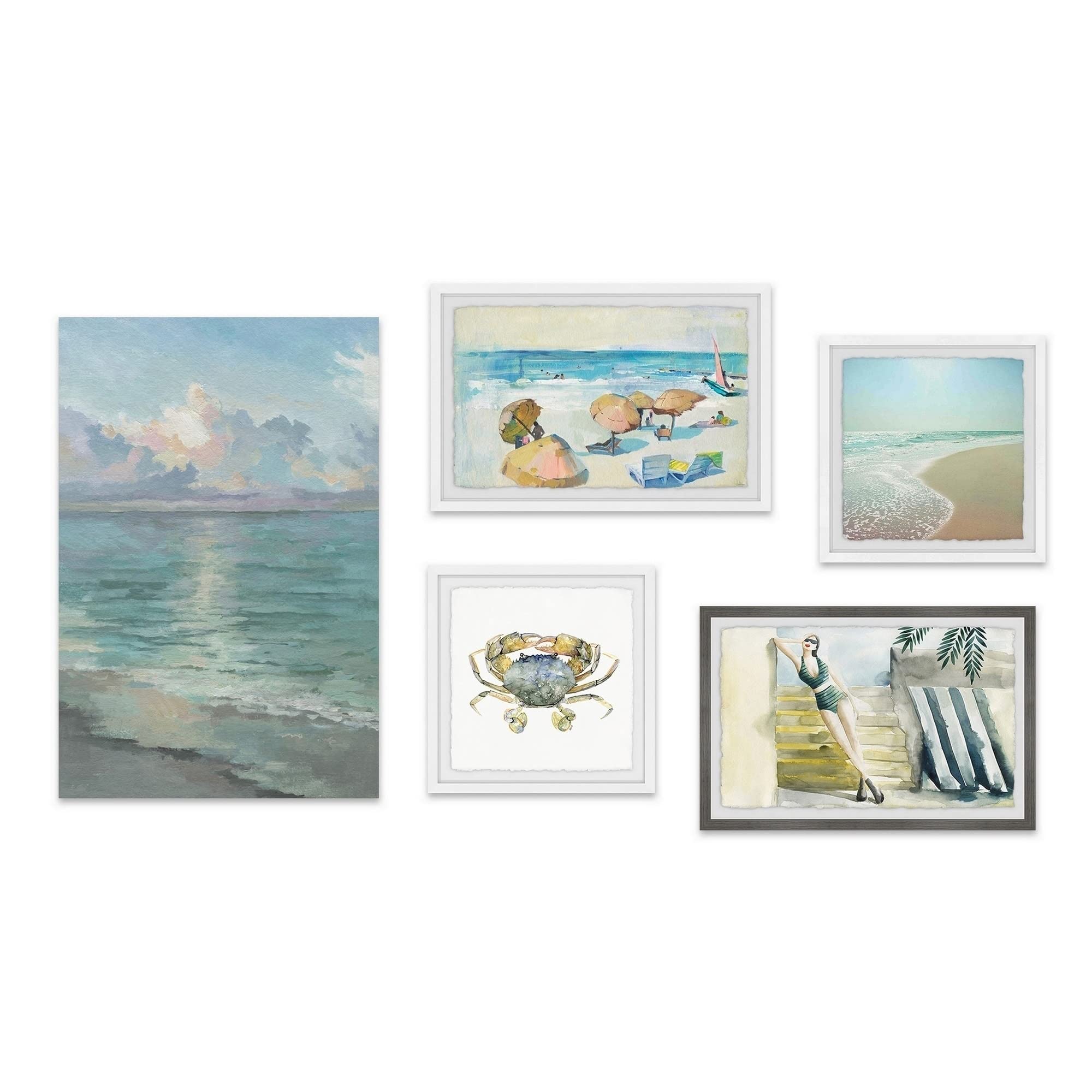 Handmade 'It's a Beach Vibe' Pentaptych Wall Art - Multi-Color Coastal Decor for Living Room, Bedroom & Beach House