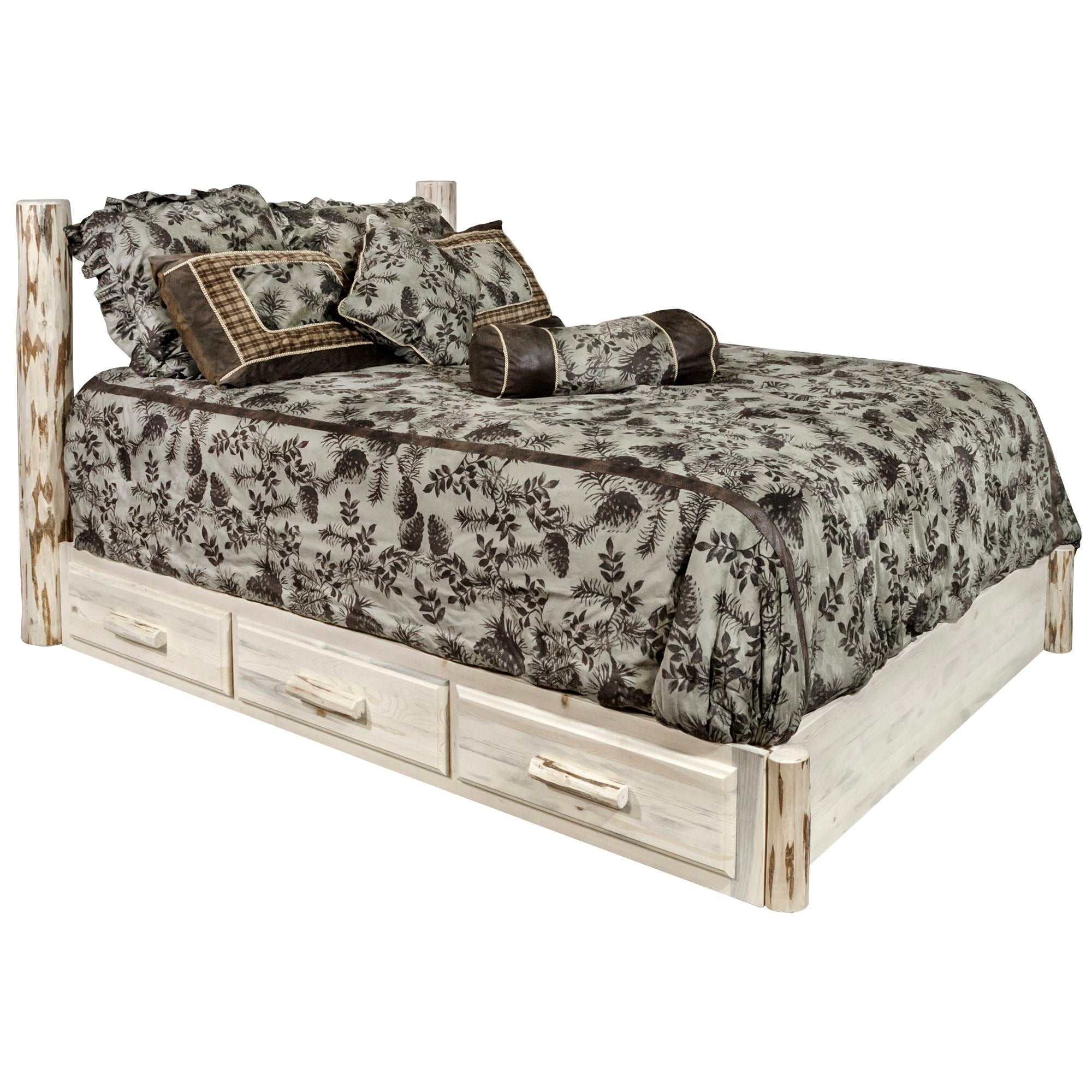 Montana Platform Bed with Storage - Queen Size, Modern Wooden Bed Frame with Underbed Drawers, Perfect for Small Bedrooms & Guest Rooms