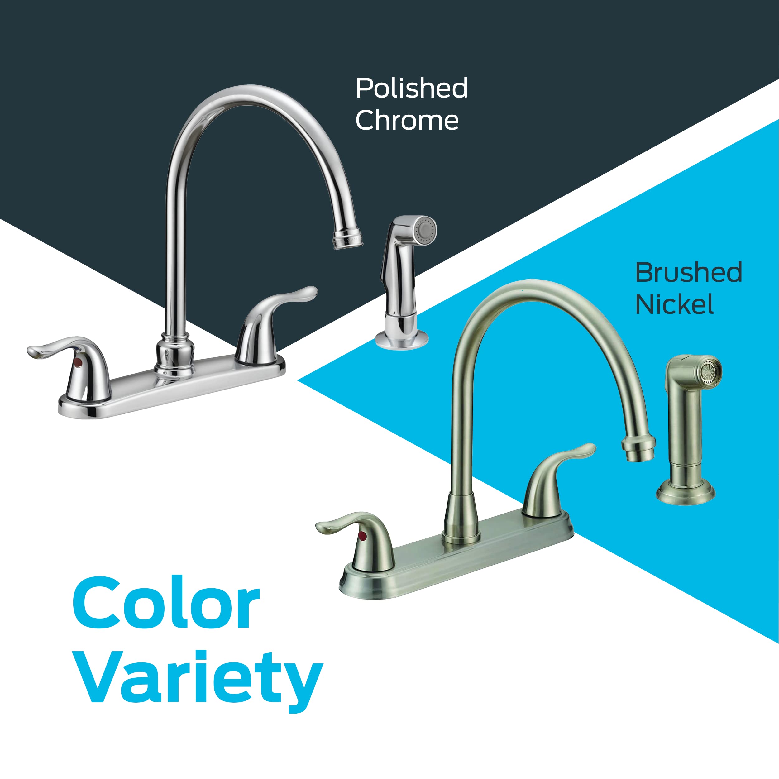 EZ-FLO 2-Handle Pull-Out Spray Kitchen Faucet, Chrome Finish, 4-Hole Mount for Sink - Perfect for Modern Kitchens, Dishwashing & Food Prep