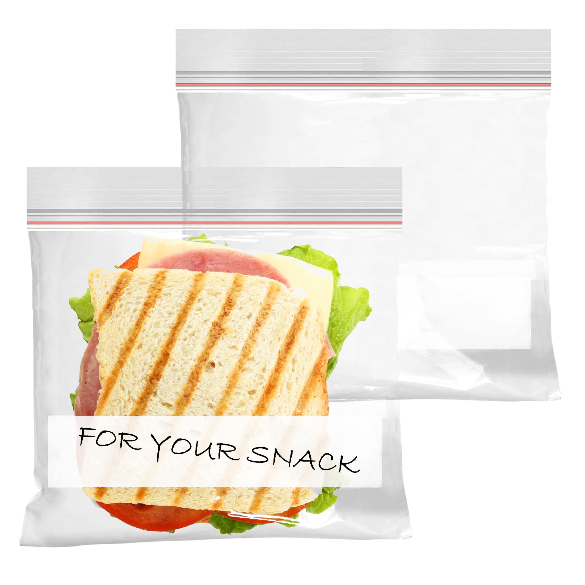 APQ 250 Pack Reclosable Sandwich Bags with Dual Zip Lock, 10.56 x 11 Inches, 1.75 Mil Thick Write-On Poly Bags for Food Storage, Meal Prep, Office Organization & Travel Snacks | Airtight Seal for Freshness