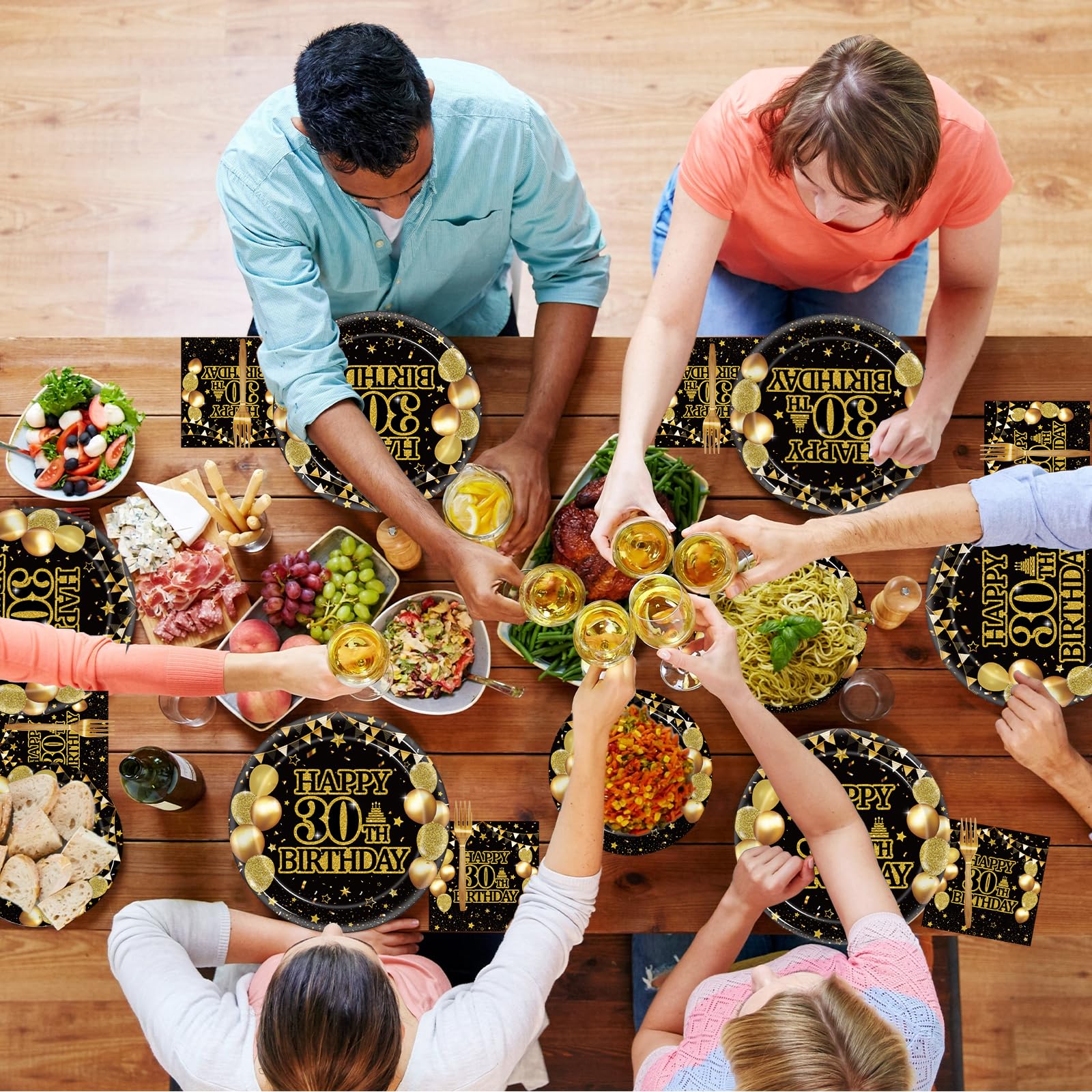 96-Piece 30th Birthday Party Tableware Set - Back in 1995 Themed Decorations for Men & Women | Disposable Paper Plates, Napkins, Forks & Favors (Serves 24) - Perfect for 90s Nostalgic Parties, Milestone Celebrations & Themed Gatherings