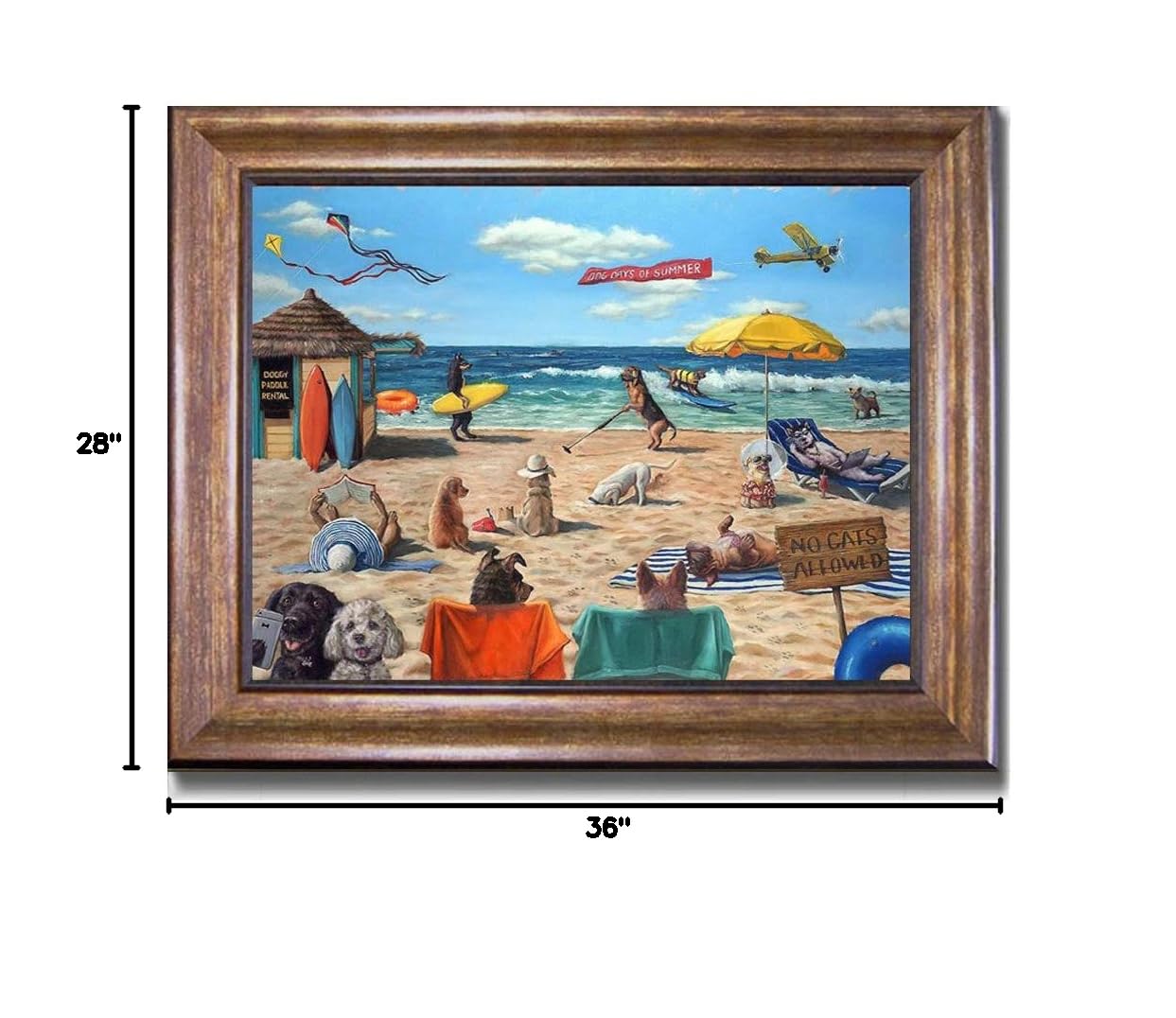 Lucia Heffernan Dog Beach Premium Bronze Framed Canvas Art - 28x36 Inch Ready-to-Hang Wall Decor - Perfect for Living Room, Bedroom & Beach House Decorations