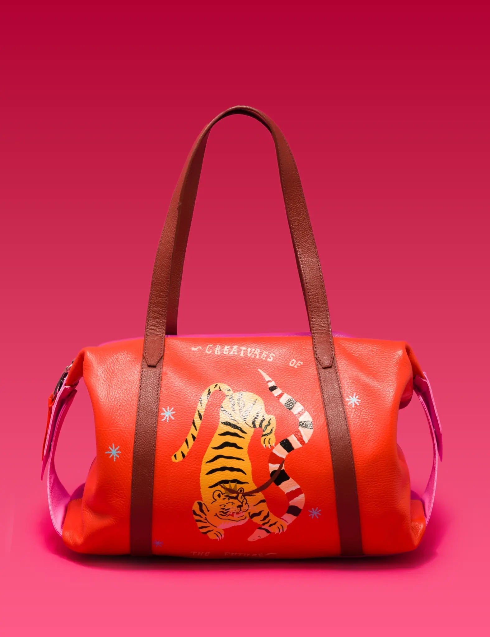 Ilan Duffle Bag - Fiesta Red Tiger Print Travel Gym Bag for Men & Women | Perfect for Workouts, Travel & Sports