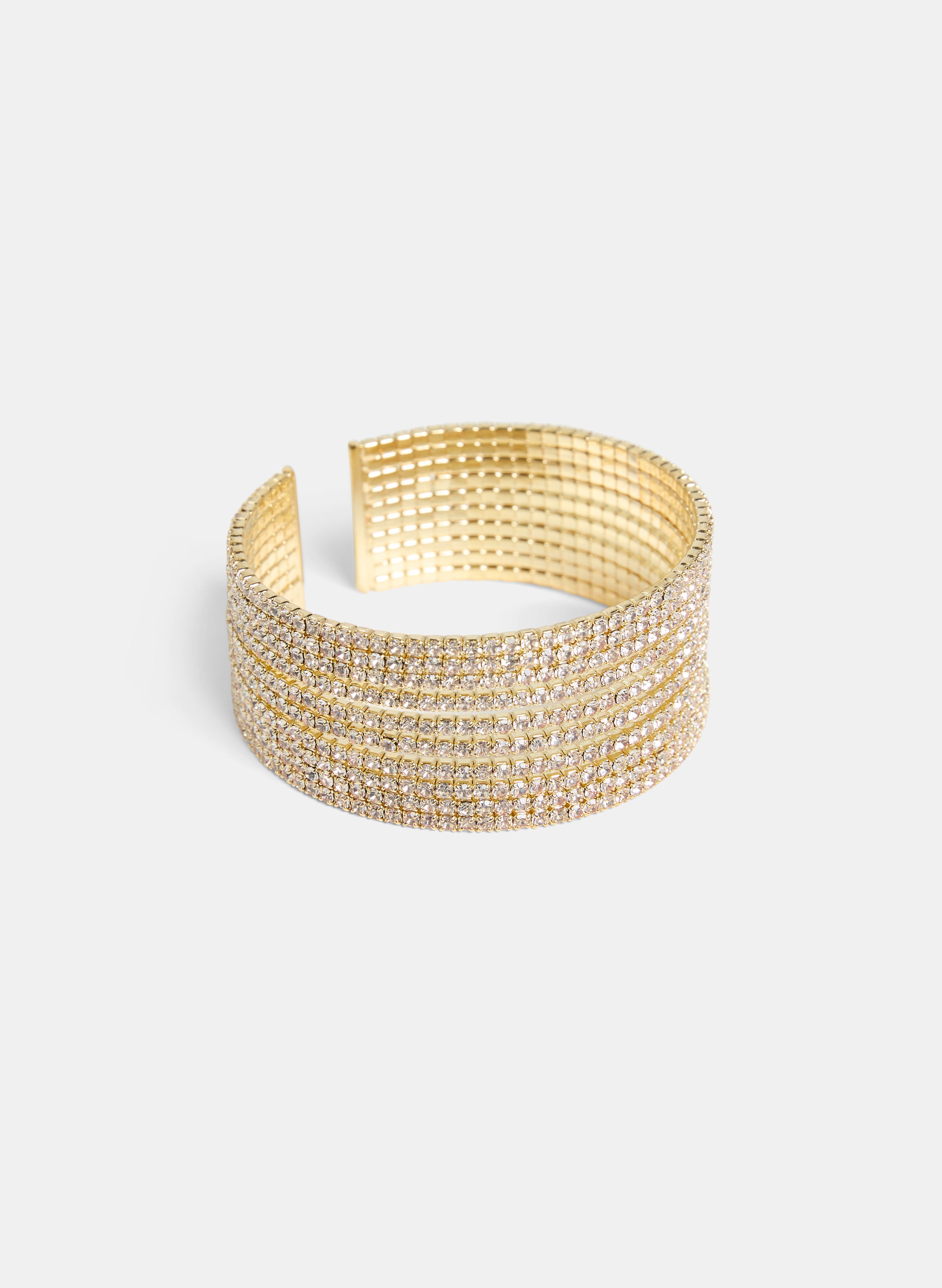 Elegant Crystal Cuff Bracelet for Women - Fashionable Adjustable Bangle with Sparkling Stones - Perfect for Parties, Weddings & Special Occasions