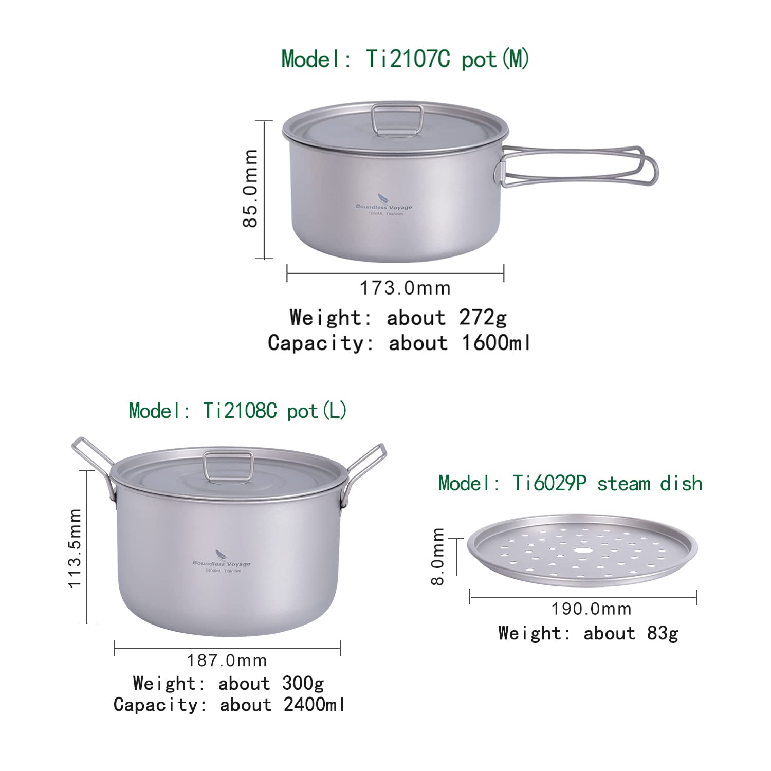 Lightweight Titanium Camping Cookware Set - Portable Outdoor Cooking Pot for Hiking, Backpacking & Travel | Durable & Compact for 1-5 People | Perfect for Campfire Meals, Backcountry Adventures & RV Trips