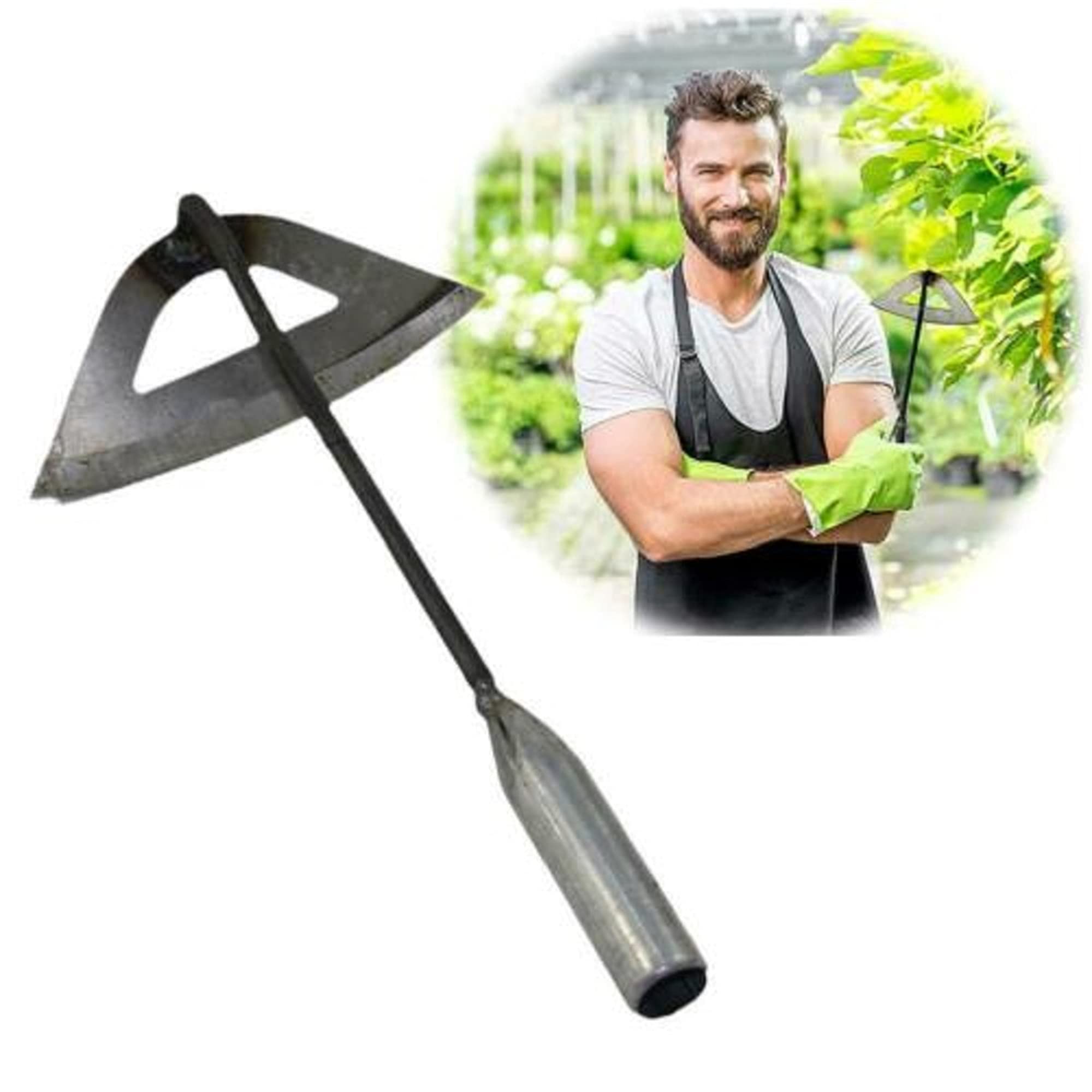 LANTIAN All-Steel Hardened Hollow Garden Hoe - 36CM Long Handle Weeding Tool for Easy Soil Loosening & Gardening | Durable Hand Tool for Vegetable Beds, Flower Gardens & Yard Maintenance