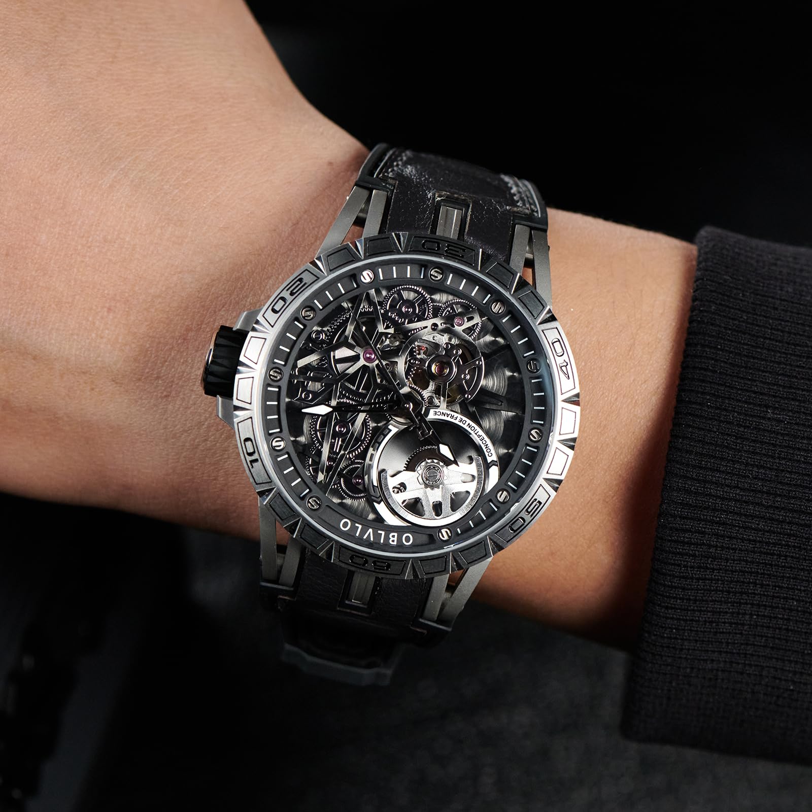 Top Luxury Automatic Skeleton Dial Steel Watch - Designer Leather Strap Wristwatch for Men - Perfect for Business, Formal Events & Everyday Wear