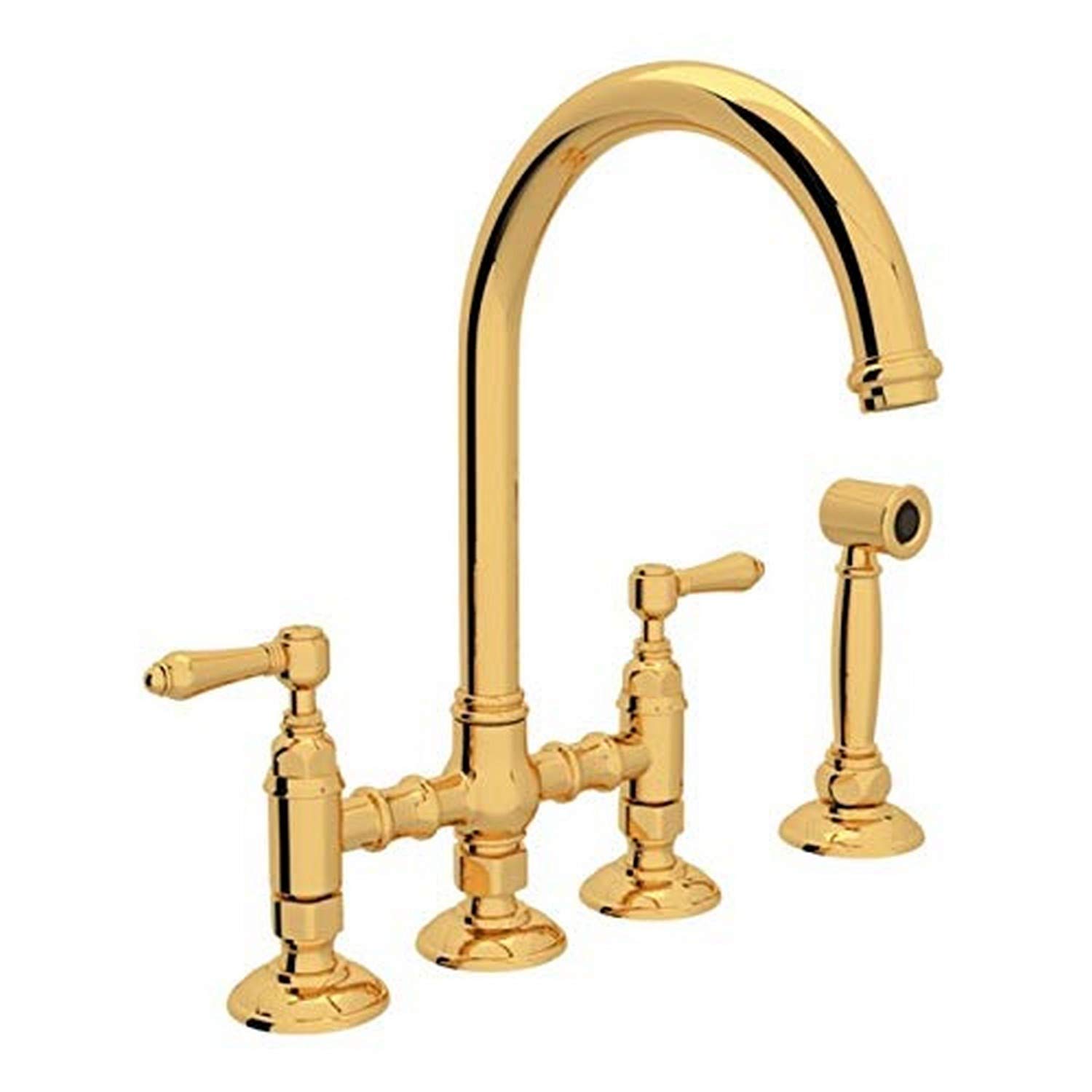 ROHL A1461LMWSIB-2 Italian Brass Kitchen Faucet - Modern Pull-Down Sprayer for Sink, Perfect for Home Renovation & Gourmet Cooking