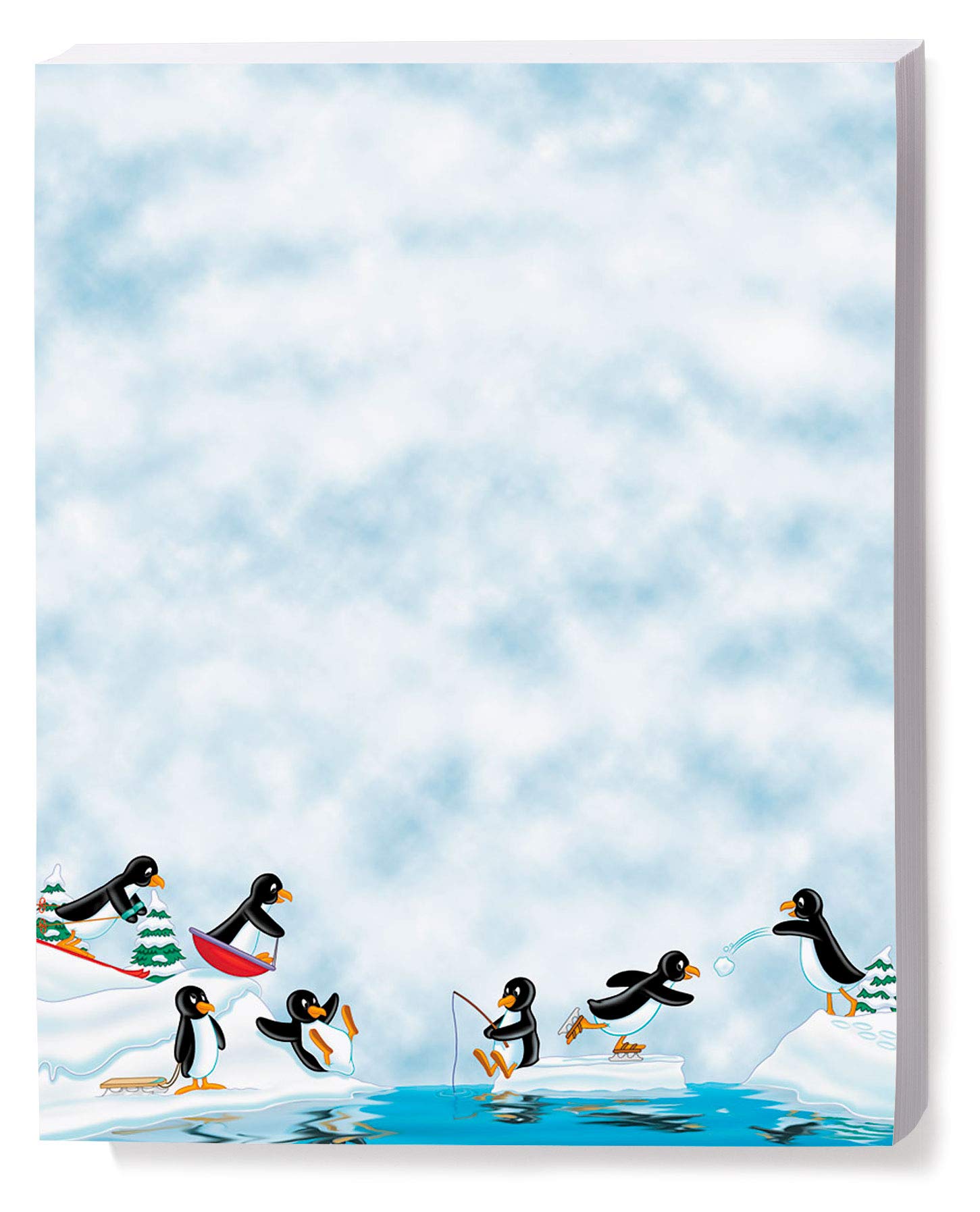 Premium Penguin Winter Wonderland Christmas Stationery Set - 100 Sheets of 8.5