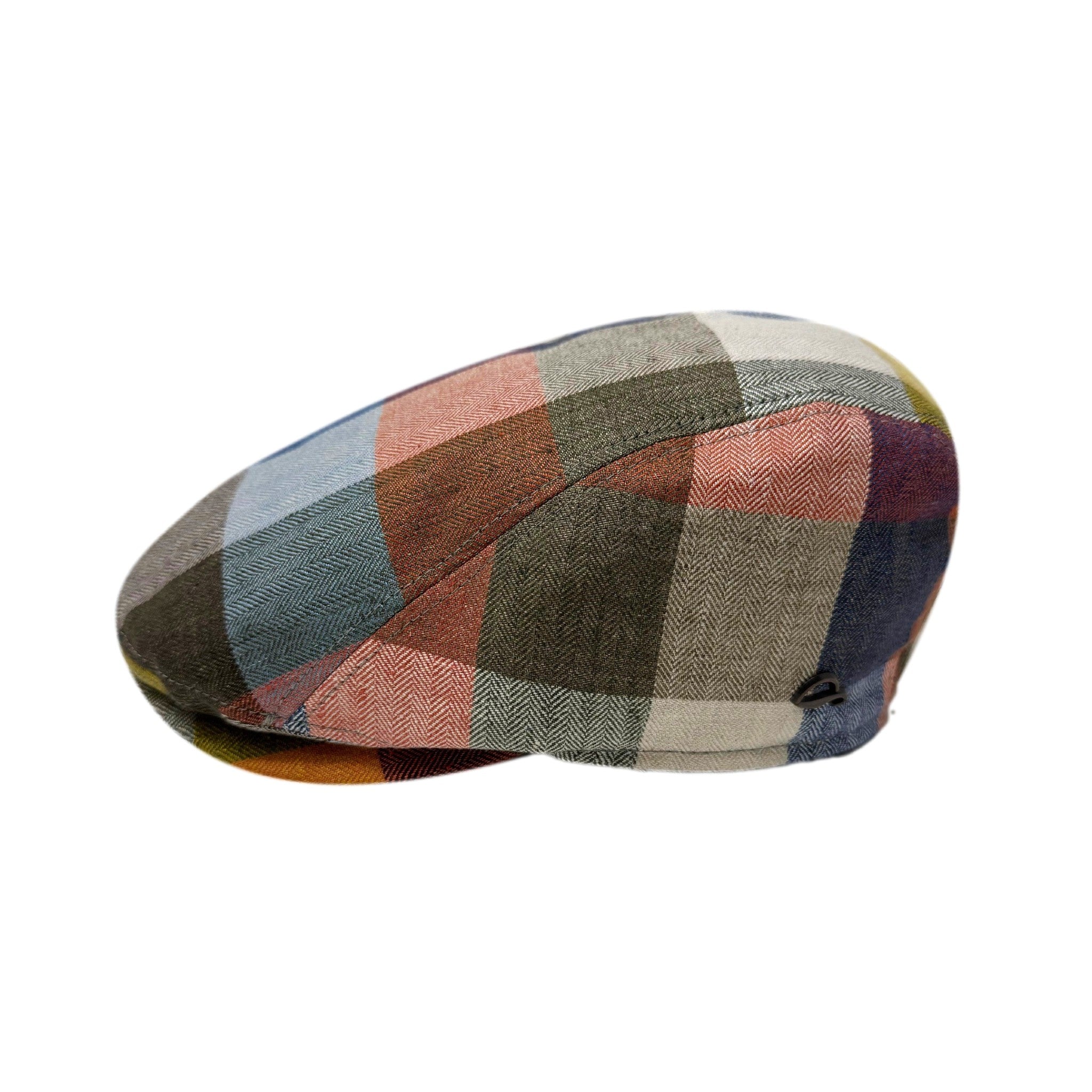 Jackson Blue & Orange Plaid Driving Cap for Men - Vintage Style Flat Cap for Golf, Hiking & Outdoor Activities