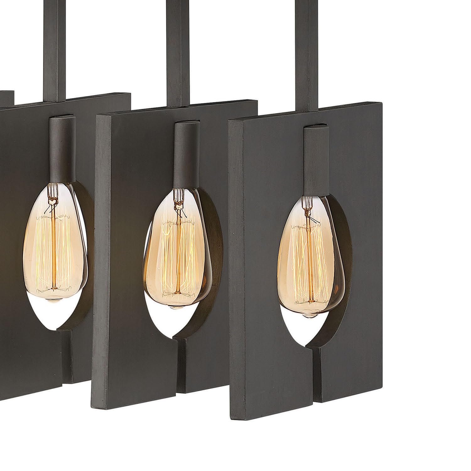 Hinkley Ludlow Collection 8-Light Linear Chandelier in Burnished Graphite - Modern Dining Room Lighting Fixture for Kitchen Island & Entryway